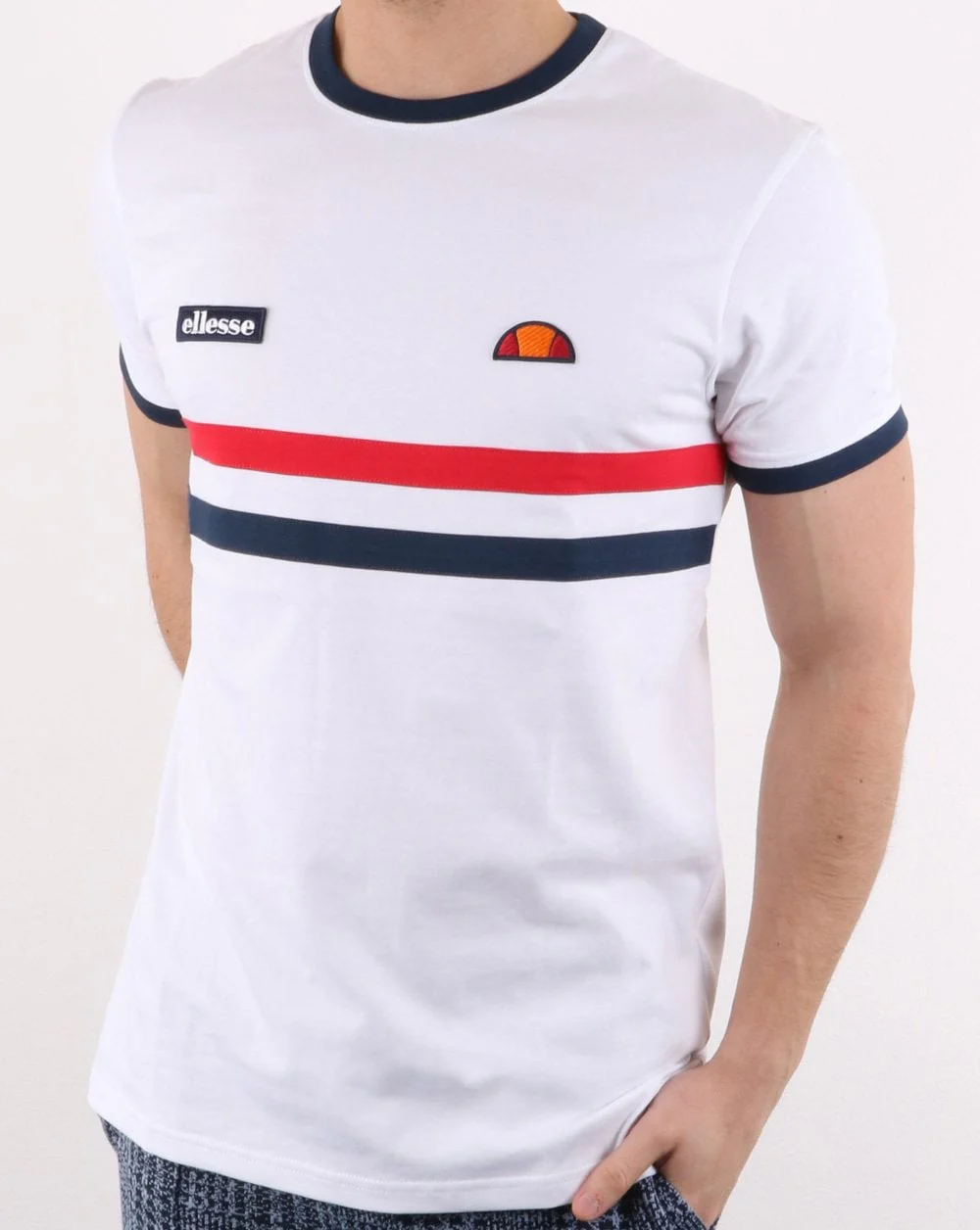 Ellesse Two Stripe T Shirt White - Image 2