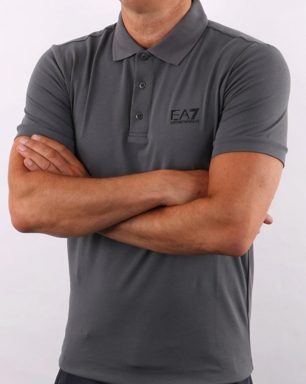Emporio Armani EA7 Classic Polo Shirt Metal Grey - Image 3