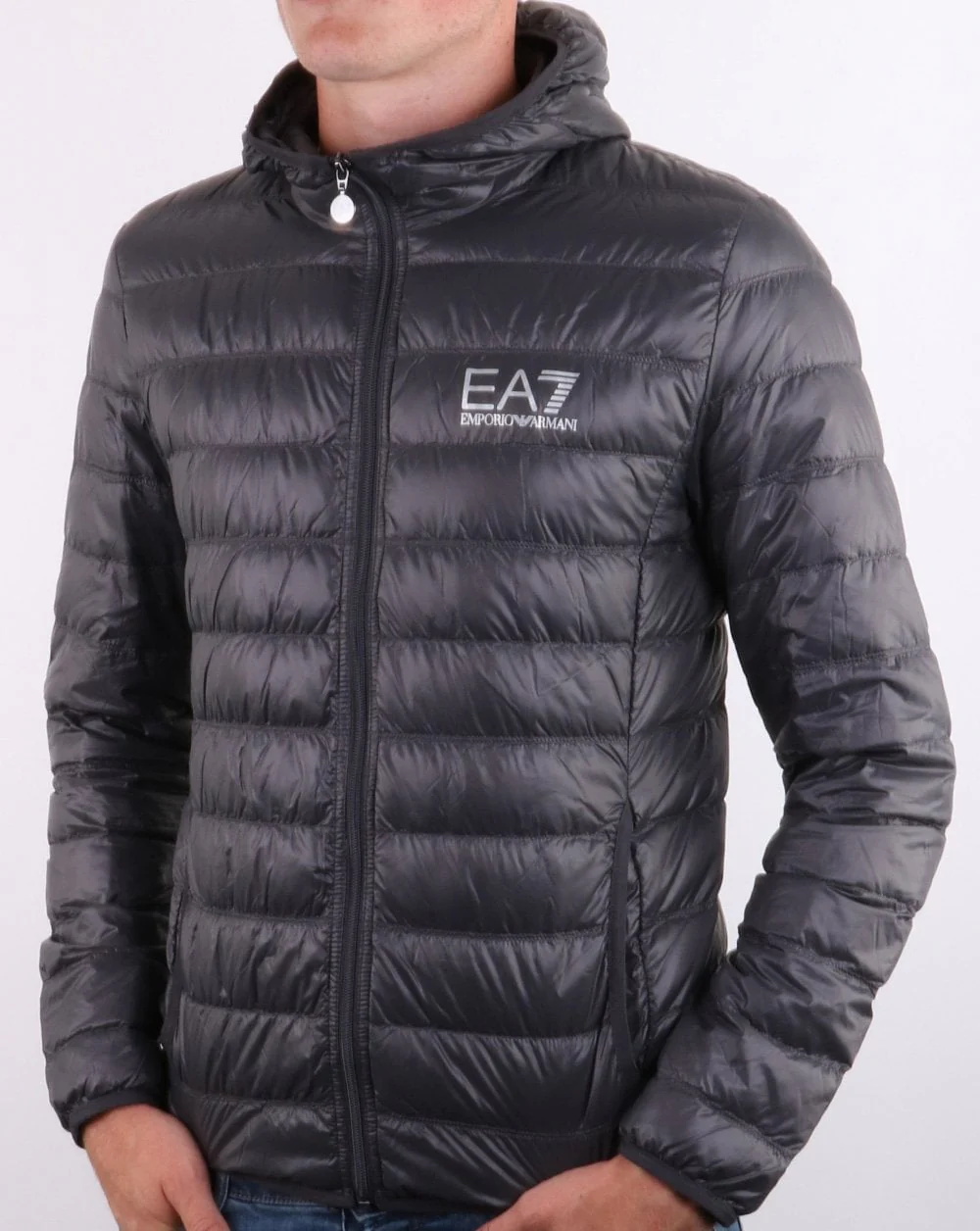 Emporio Armani EA7 Core Logo Down Hooded Jacket Anthracite