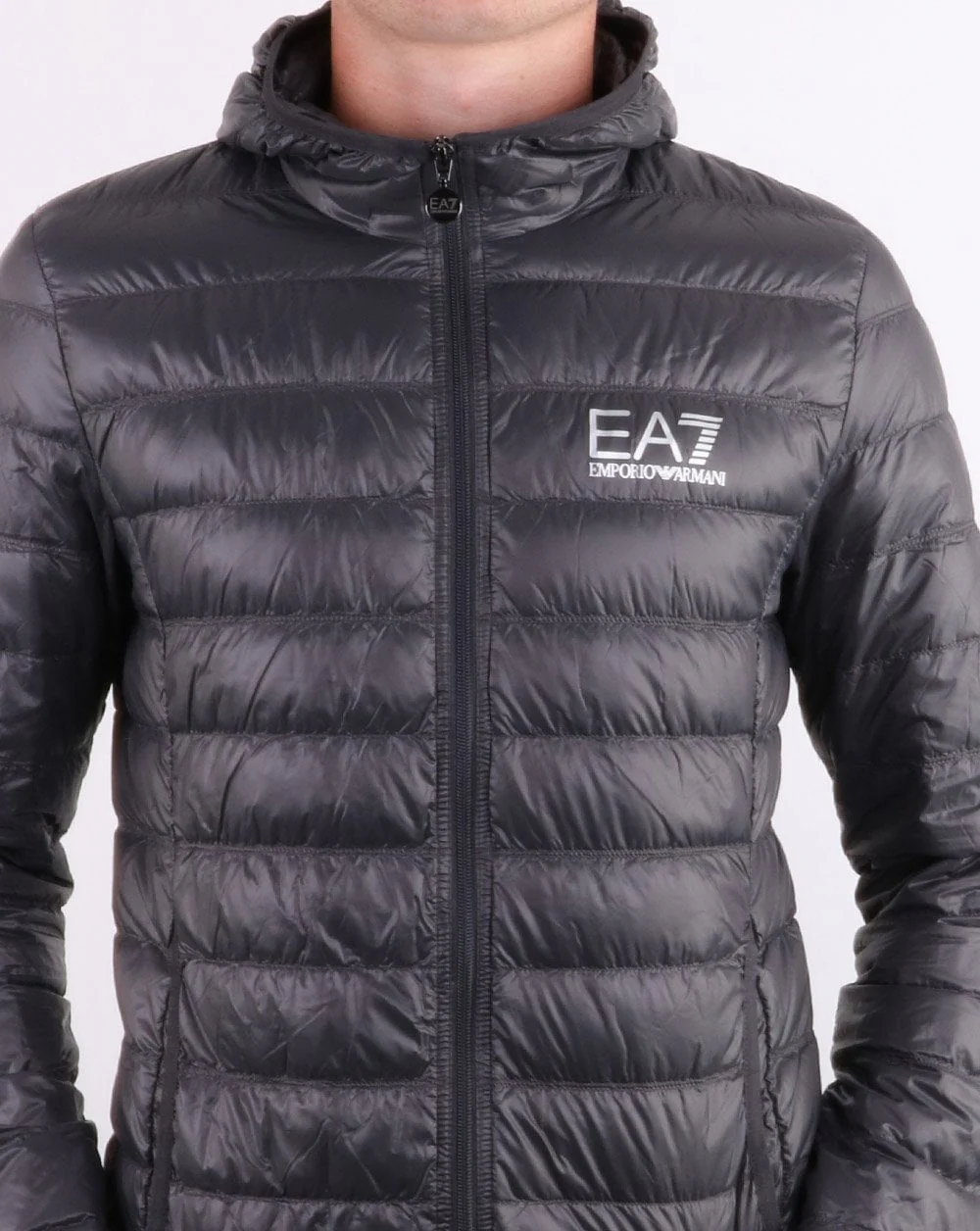 Emporio Armani EA7 Core Logo Down Hooded Jacket Anthracite - Image 4