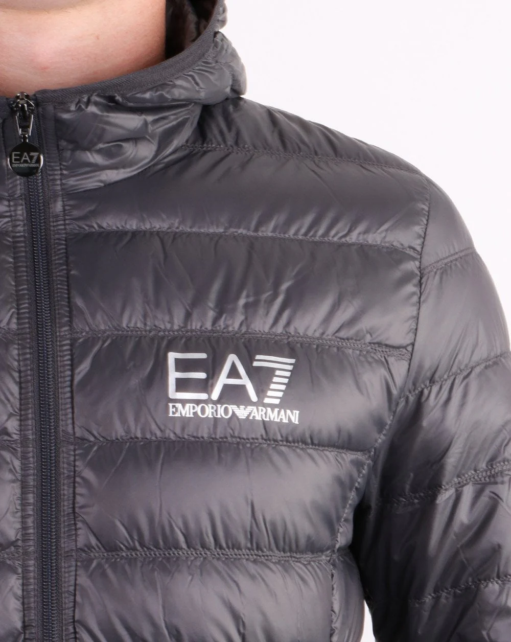 Emporio Armani EA7 Core Logo Down Hooded Jacket Anthracite - Image 5