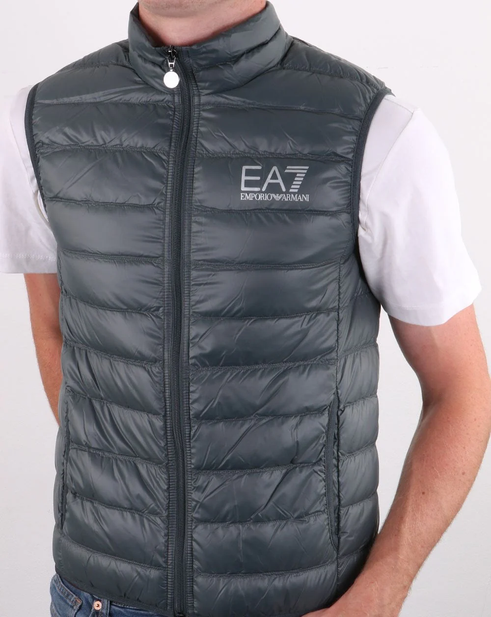 Emporio Armani EA7 Core Logo Down Vest Silver - Image 2