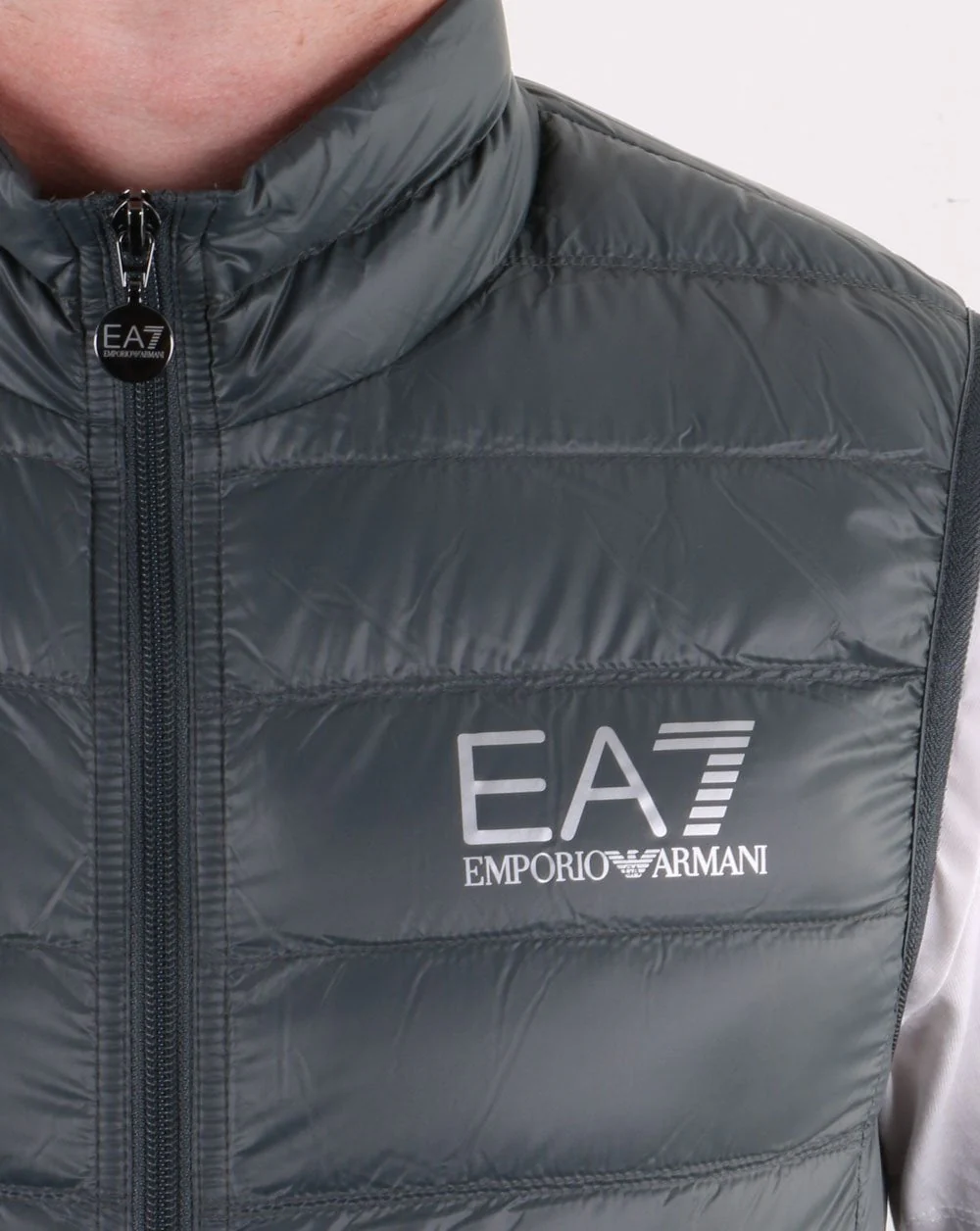 Emporio Armani EA7 Core Logo Down Vest Silver - Image 4