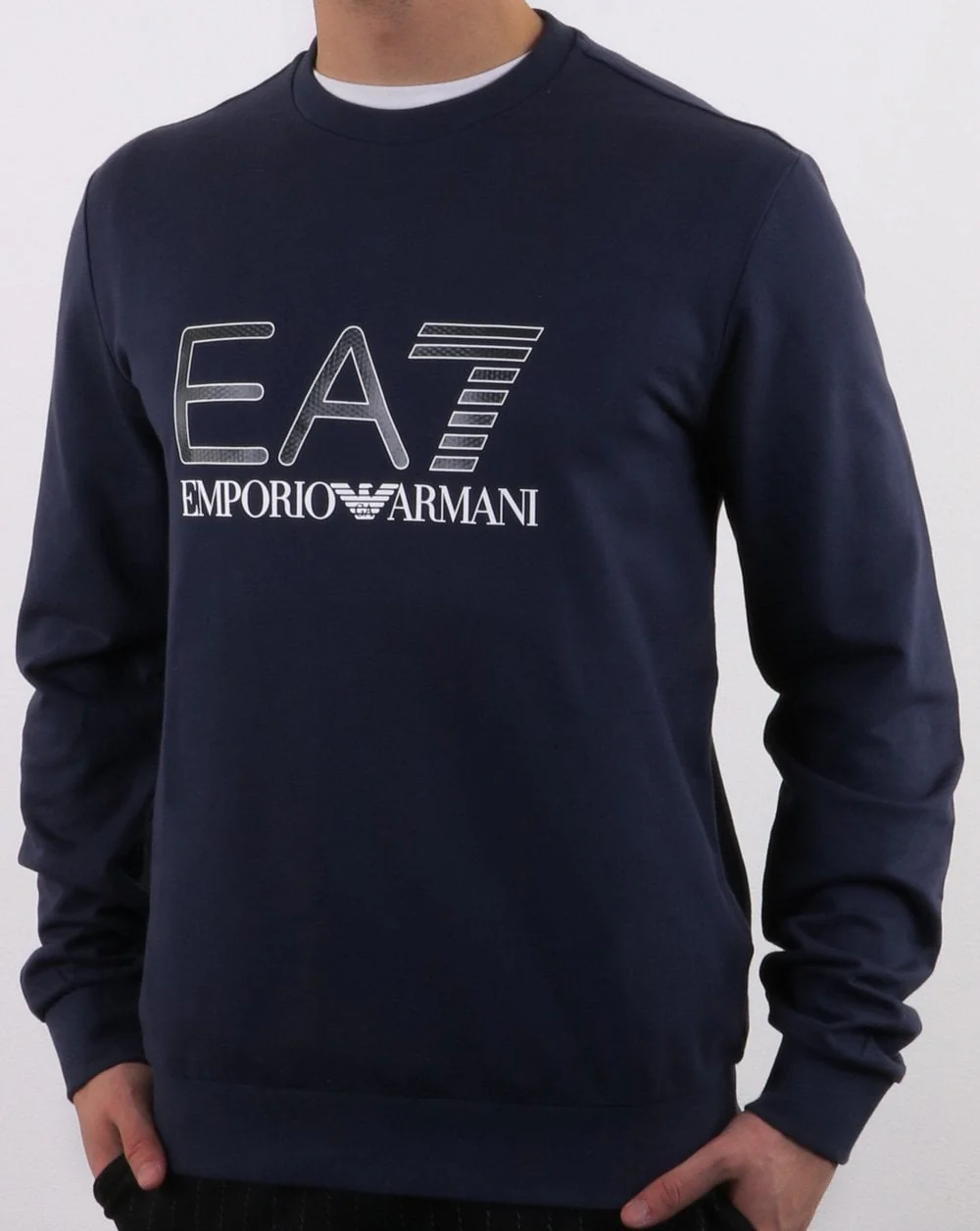 Emporio Armani EA7 Large Logo Sweatshirt Navy - Image 2
