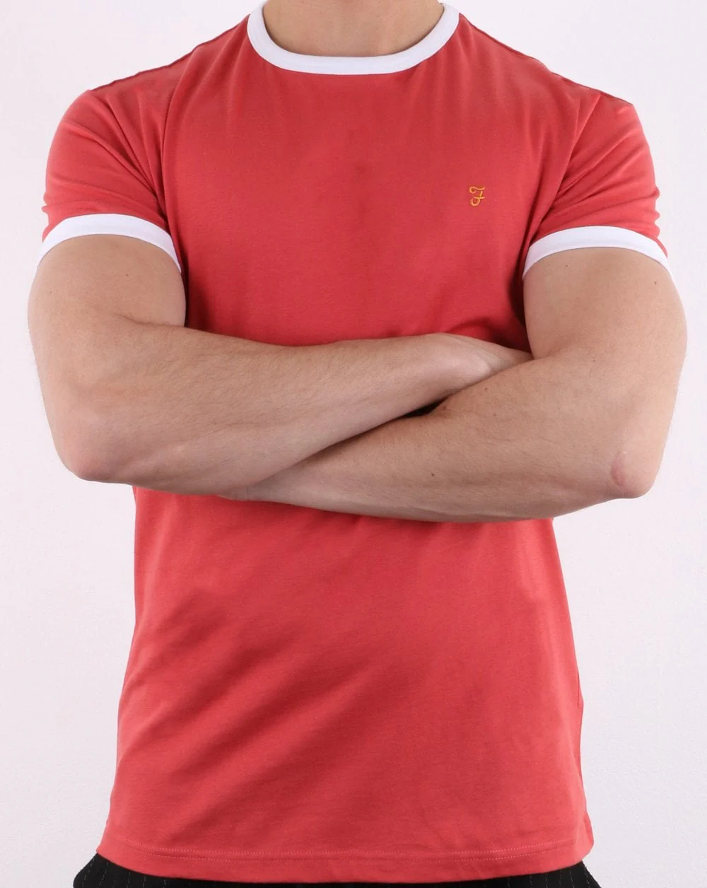 Farah Groves Ringer T Shirt Red Coat - Image 3