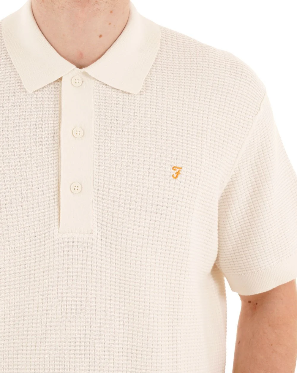 Farah Thornley Knit Polo Ecru - Image 2