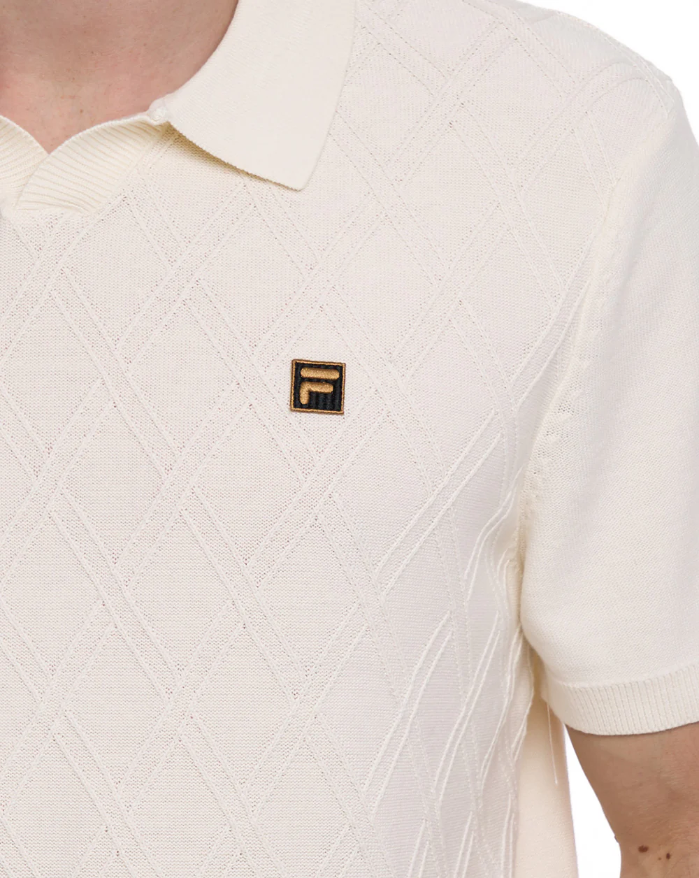 Fila Gold Denny Knit Polo Off White - Image 2