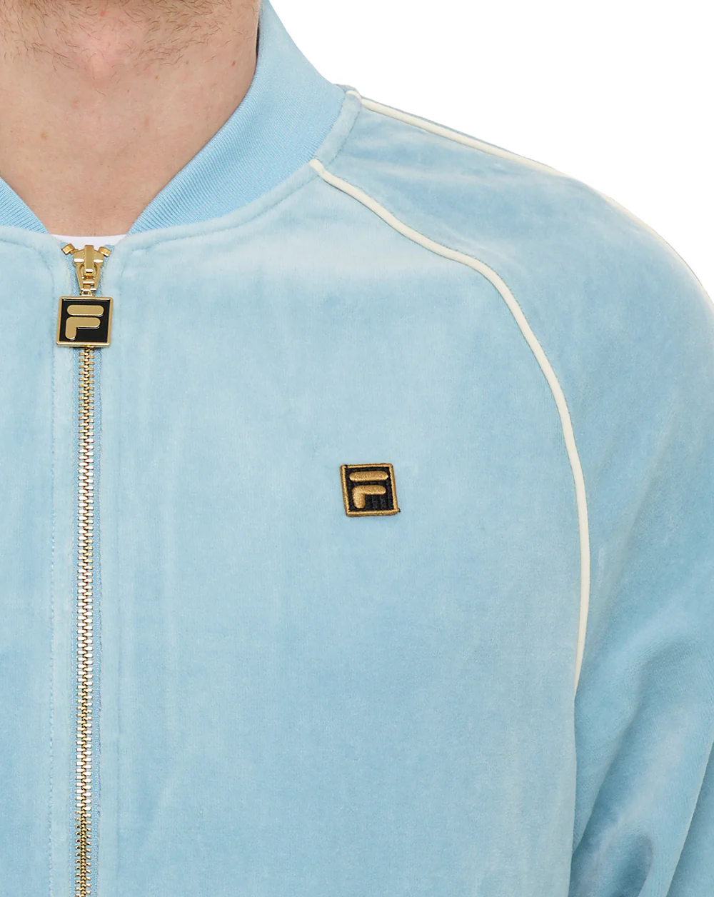 Fila Gold Fella Velour Track Jacket Sterling Blue - Image 3