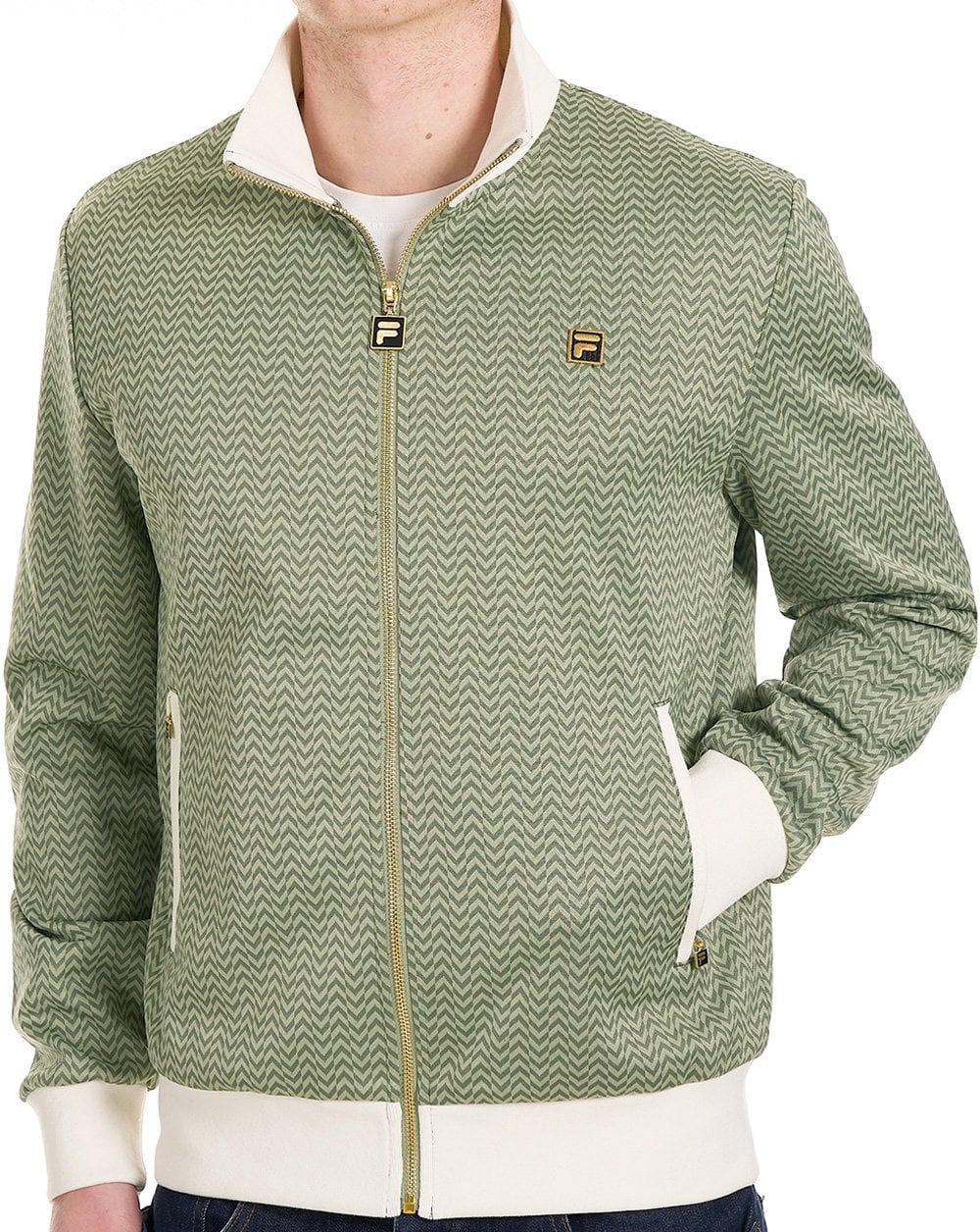 Fila Gold Mathers Herringbone Track Top Light Green/Off White - Image 3
