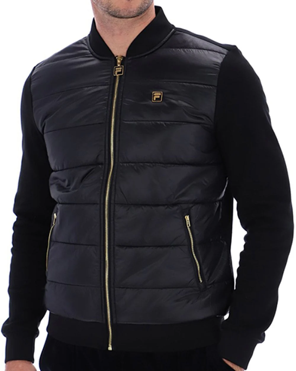 Fila Gold Padded Mix Fabric Jacket Black - Image 2