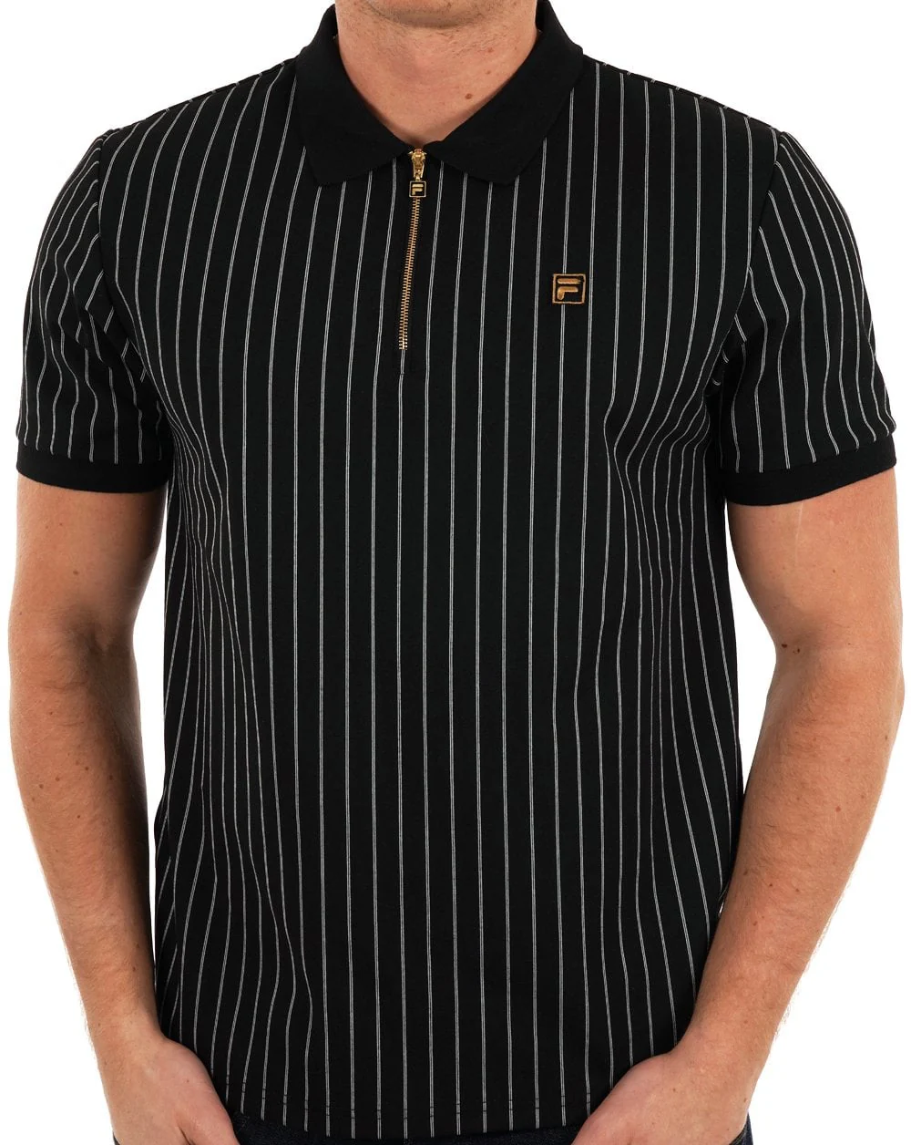 Fila Gold Patton Stripe Polo Black/Egret - Image 2