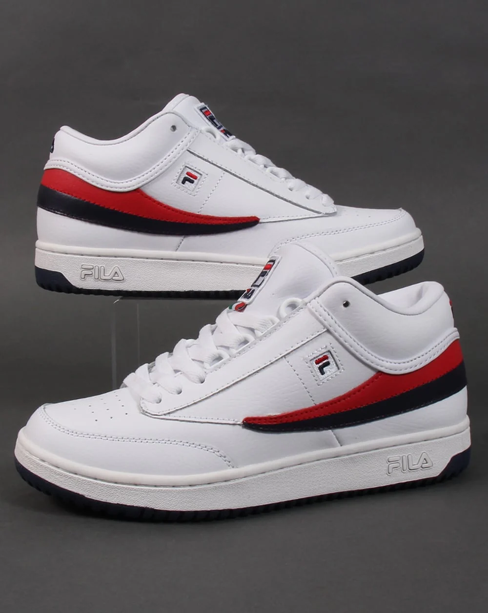 Fila Heritage T-1 Mid Trainers White/Navy/Red