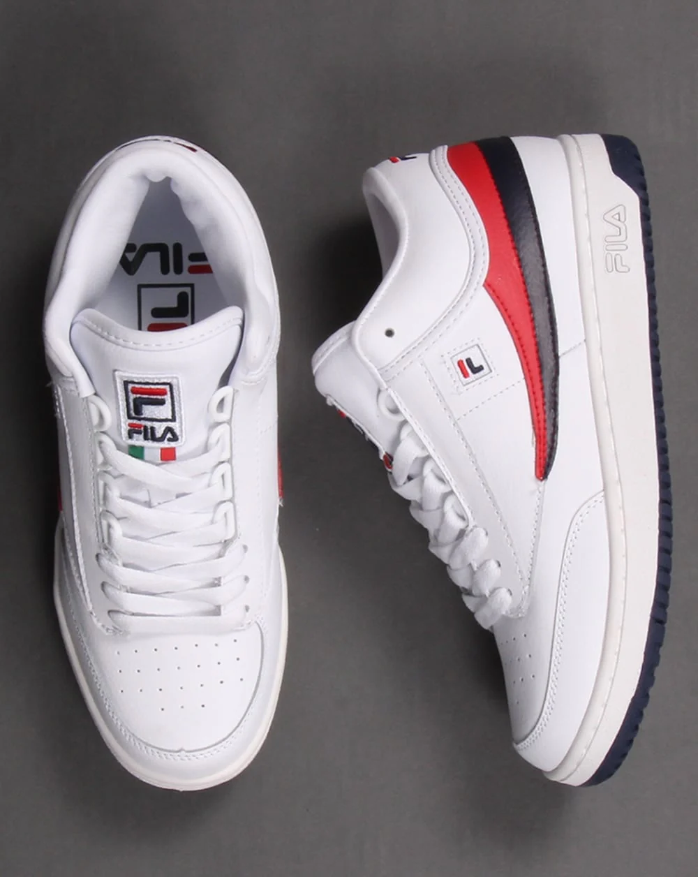 Fila Heritage T-1 Mid Trainers White/Navy/Red - Image 2