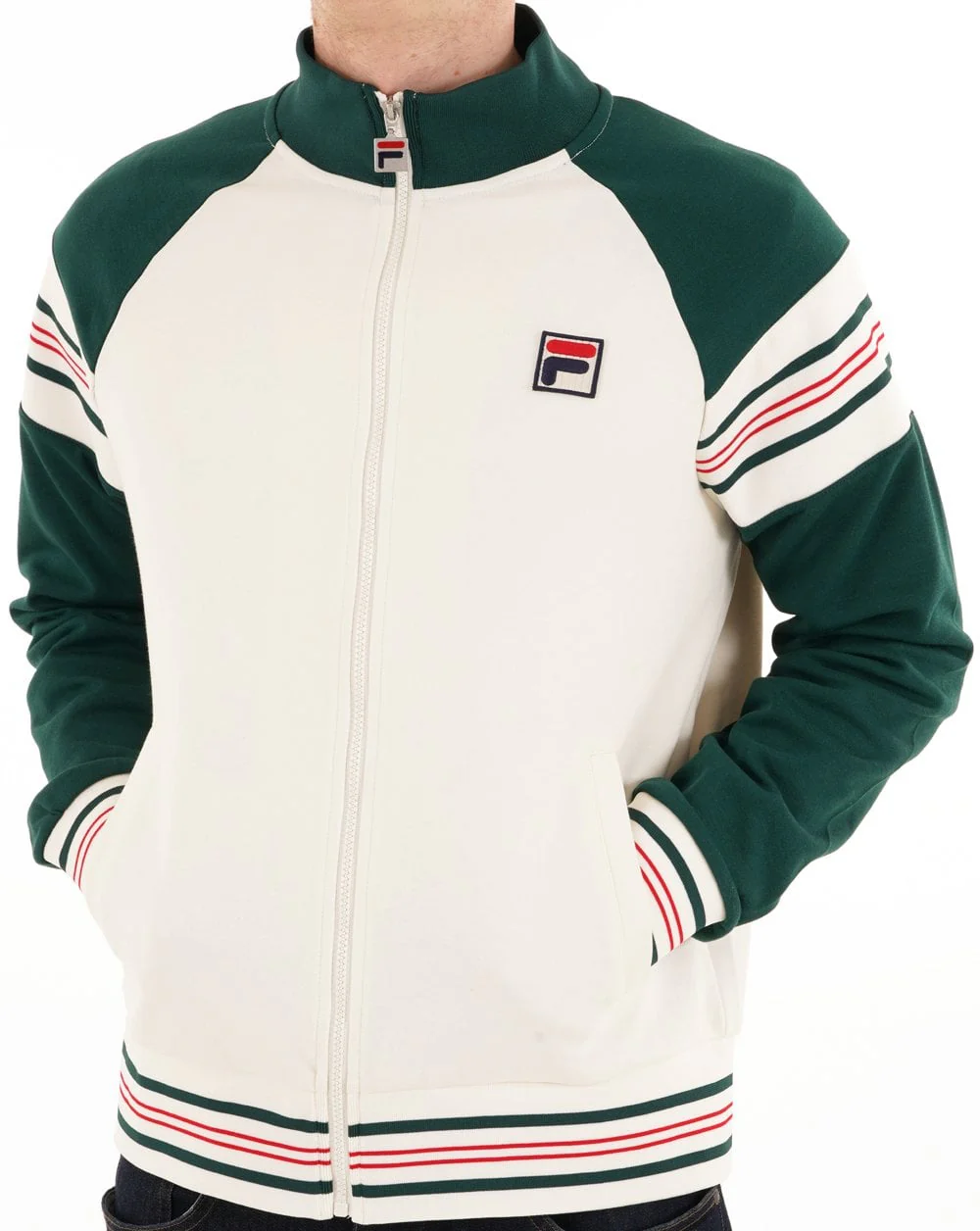 Fila Vintage Advantage Track Top Off White Green - Image 3