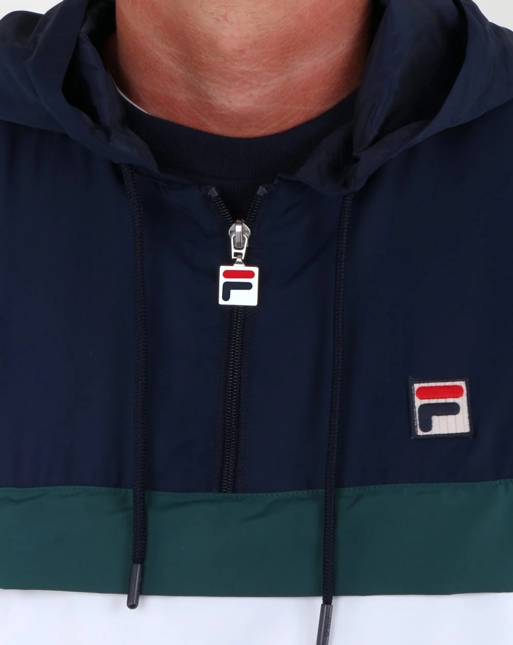 Fila Vintage Cipolla Overhead Jacket White/Navy/Green - Image 2