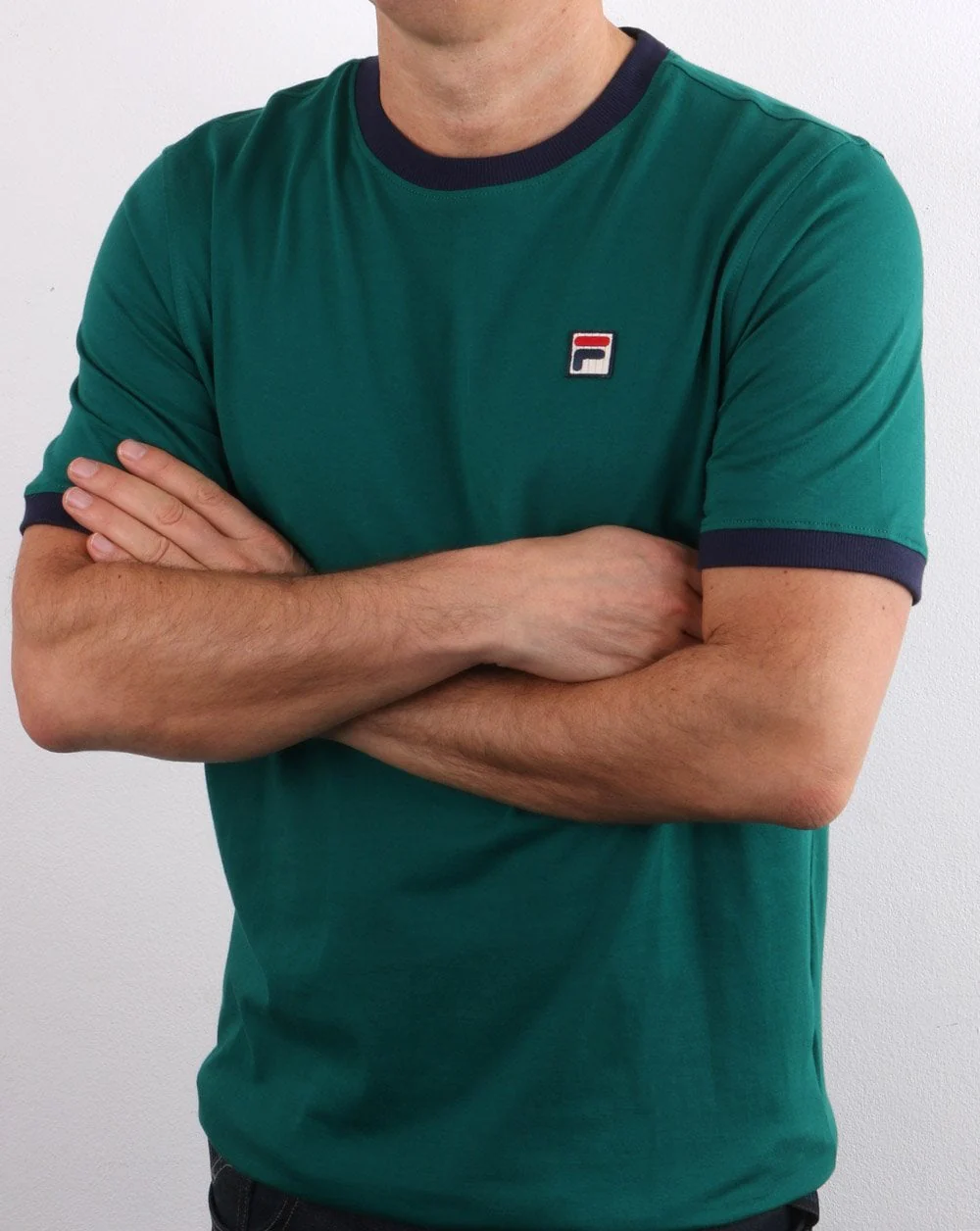 Fila Vintage Marconi T Shirt Green/Navy - Image 4