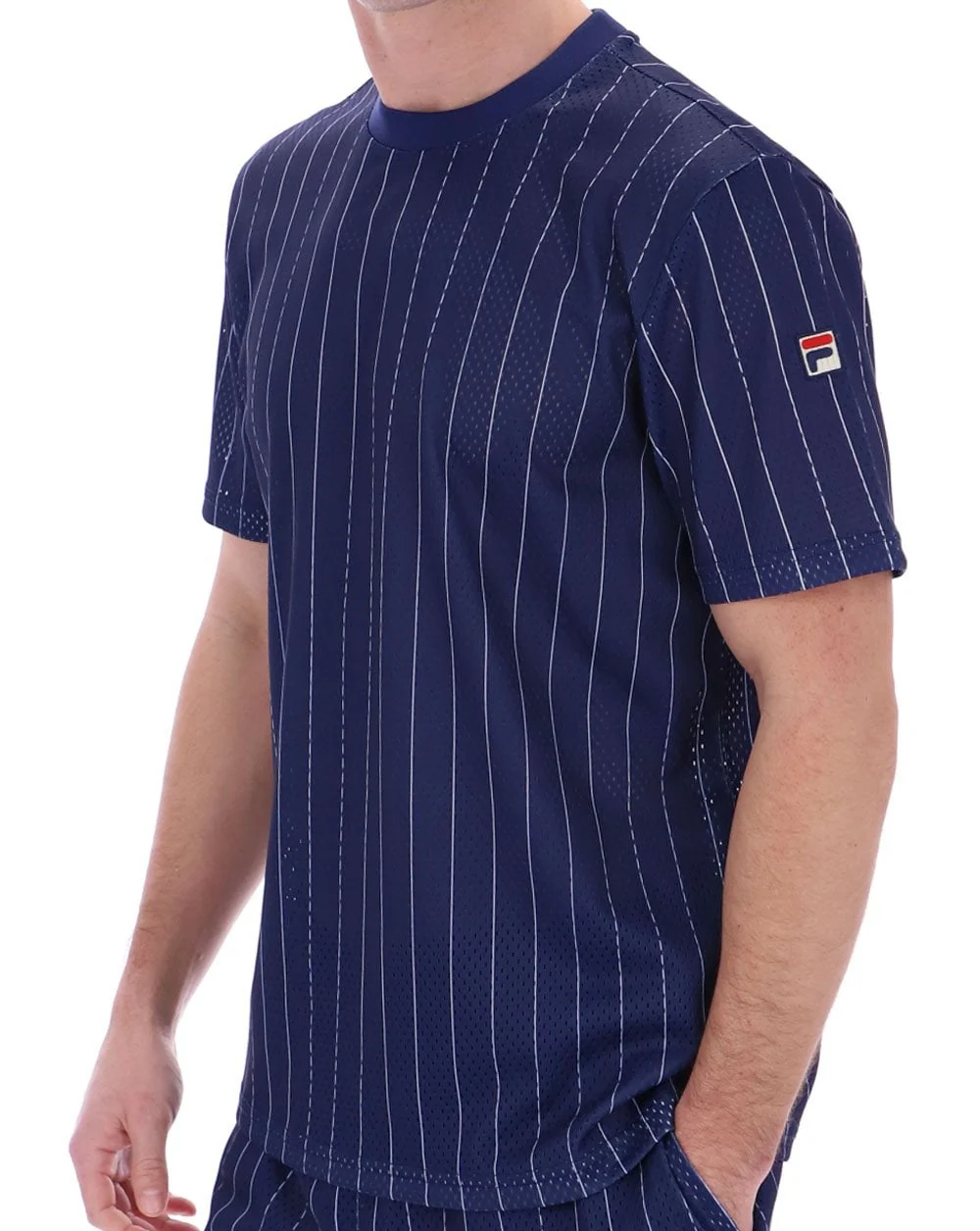Fila Vintage Mesh Pin Stripe Tee Navy