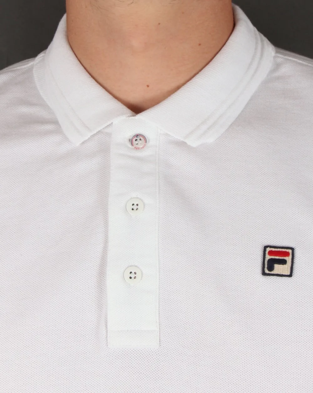 Fila Vintage Padola Long Sleeve Polo Shirt White - Image 3