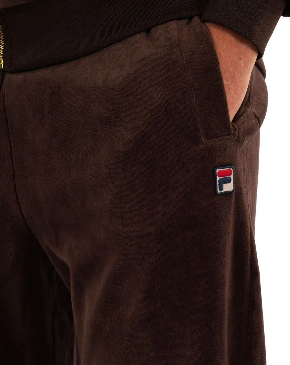 Fila Vintage Premium Velour Track Pants Brown - Image 2