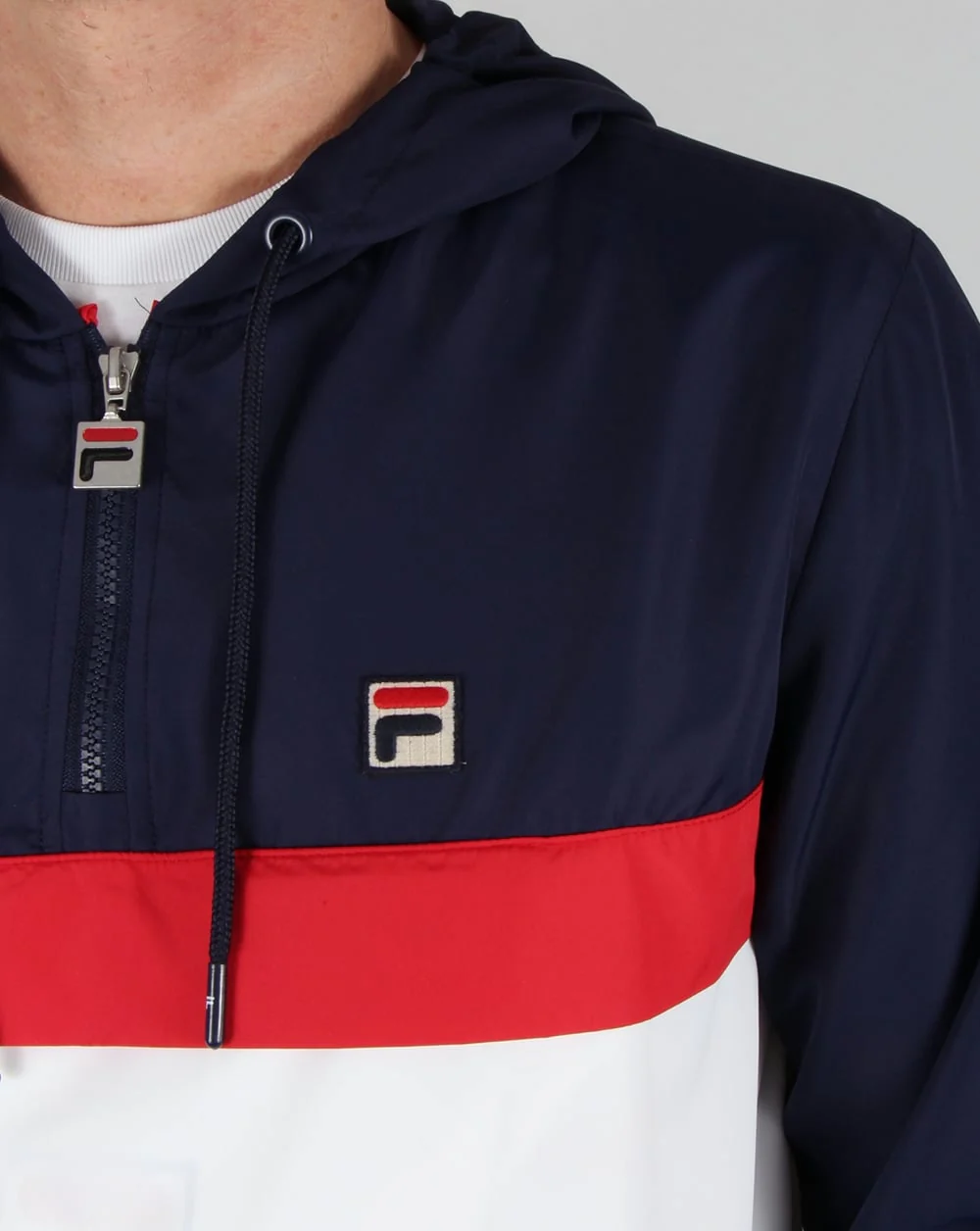 Fila Vintage Qtr Zip Overhead Jacket Navy/White/Red - Image 2