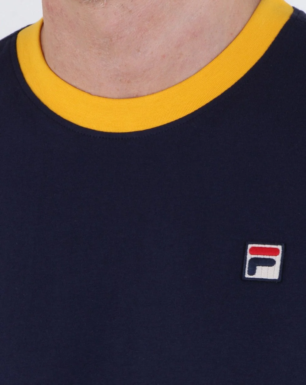 Fila Vintage Ringer T Shirt Navy/Gold - Image 2
