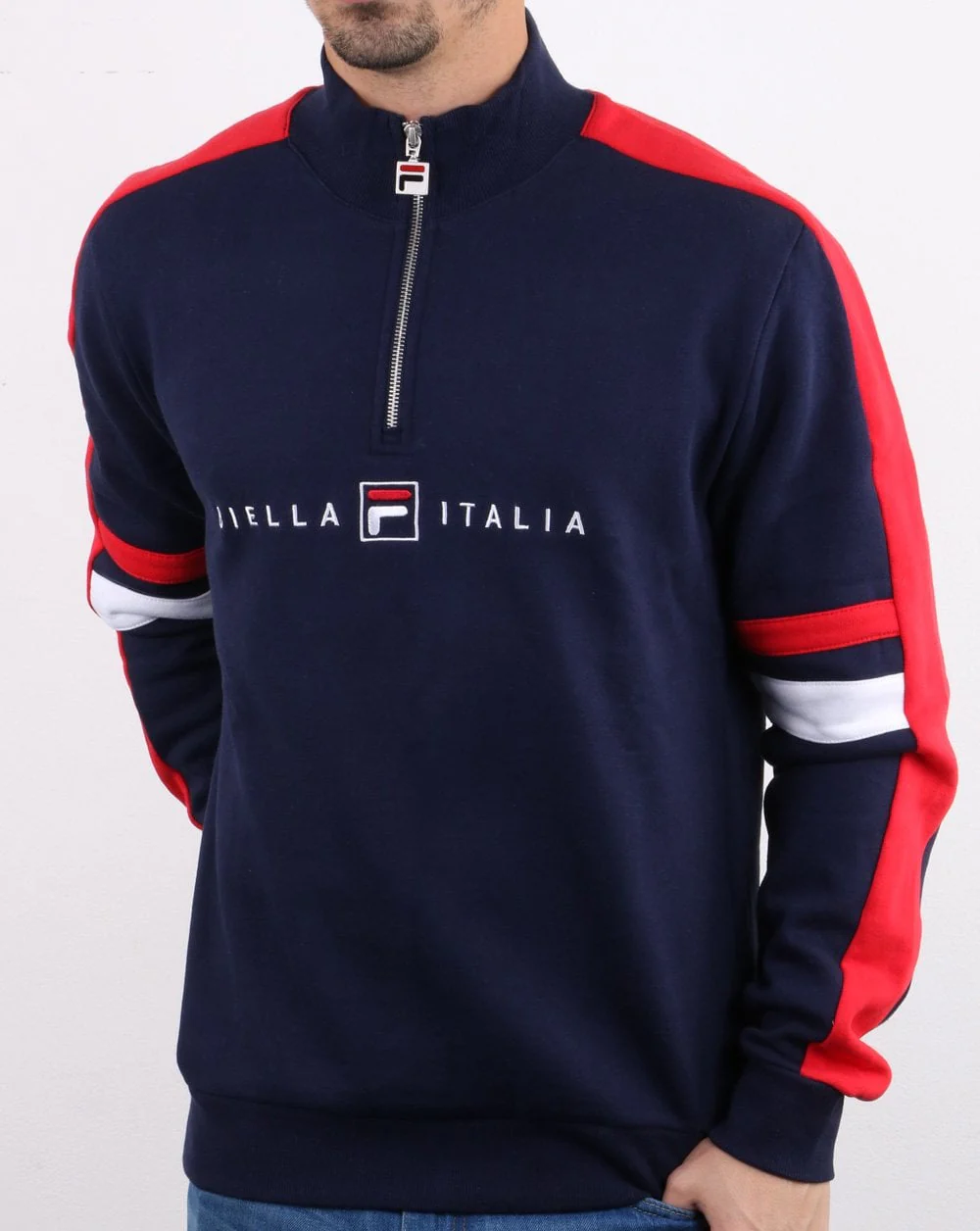 Fila Vintage Romolo 1/4 Zip Sweatshirt Navy - Image 2