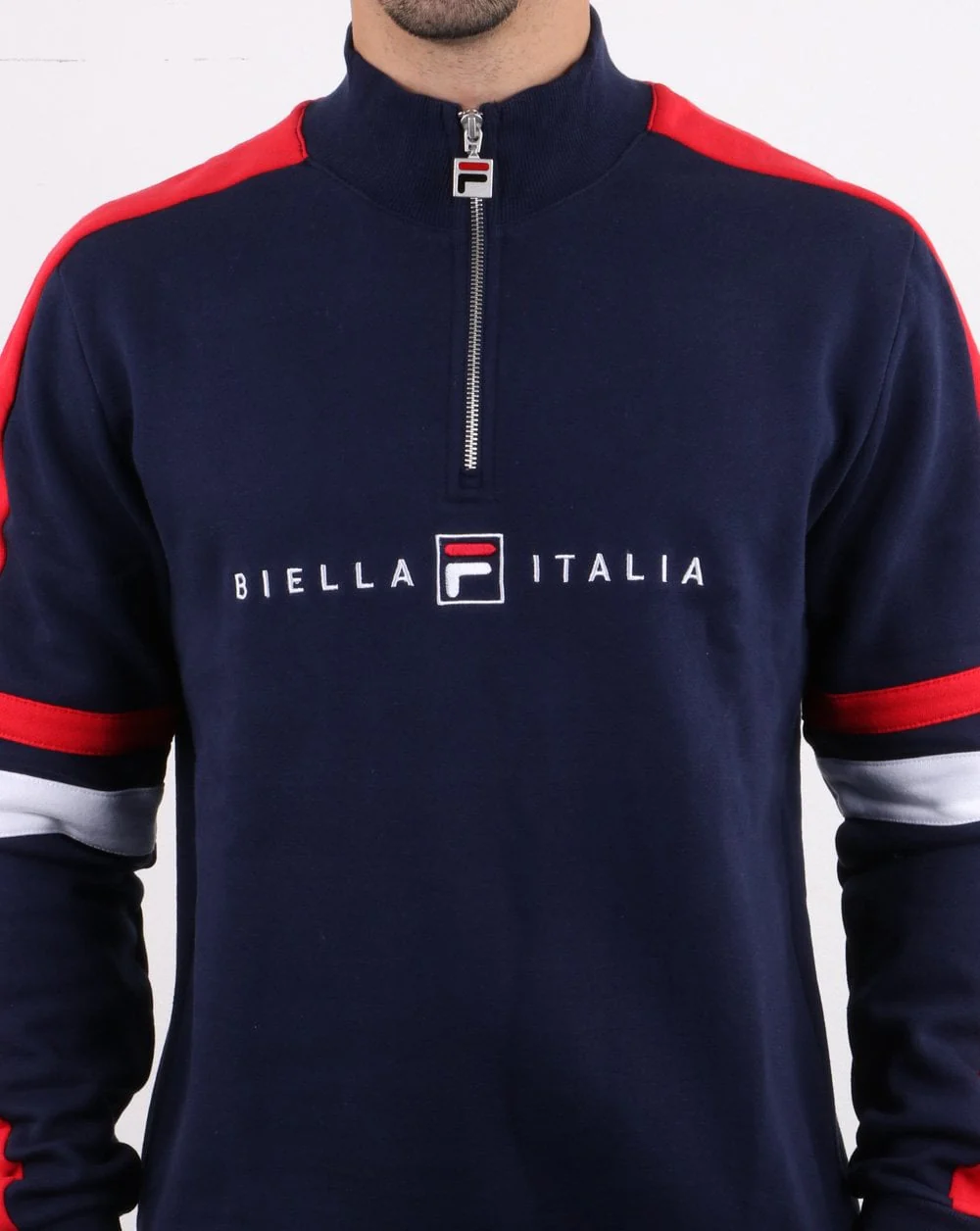 Fila Vintage Romolo 1/4 Zip Sweatshirt Navy - Image 3