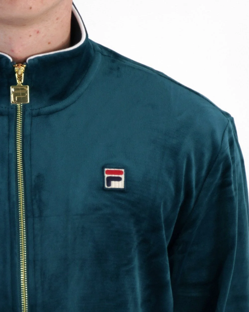 Fila Vintage Velour Track Top Dark Teal - Image 3