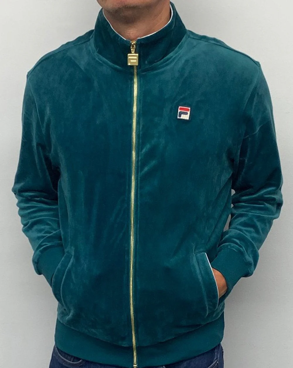 Fila Vintage Velour Track Top Teal Green - Image 4