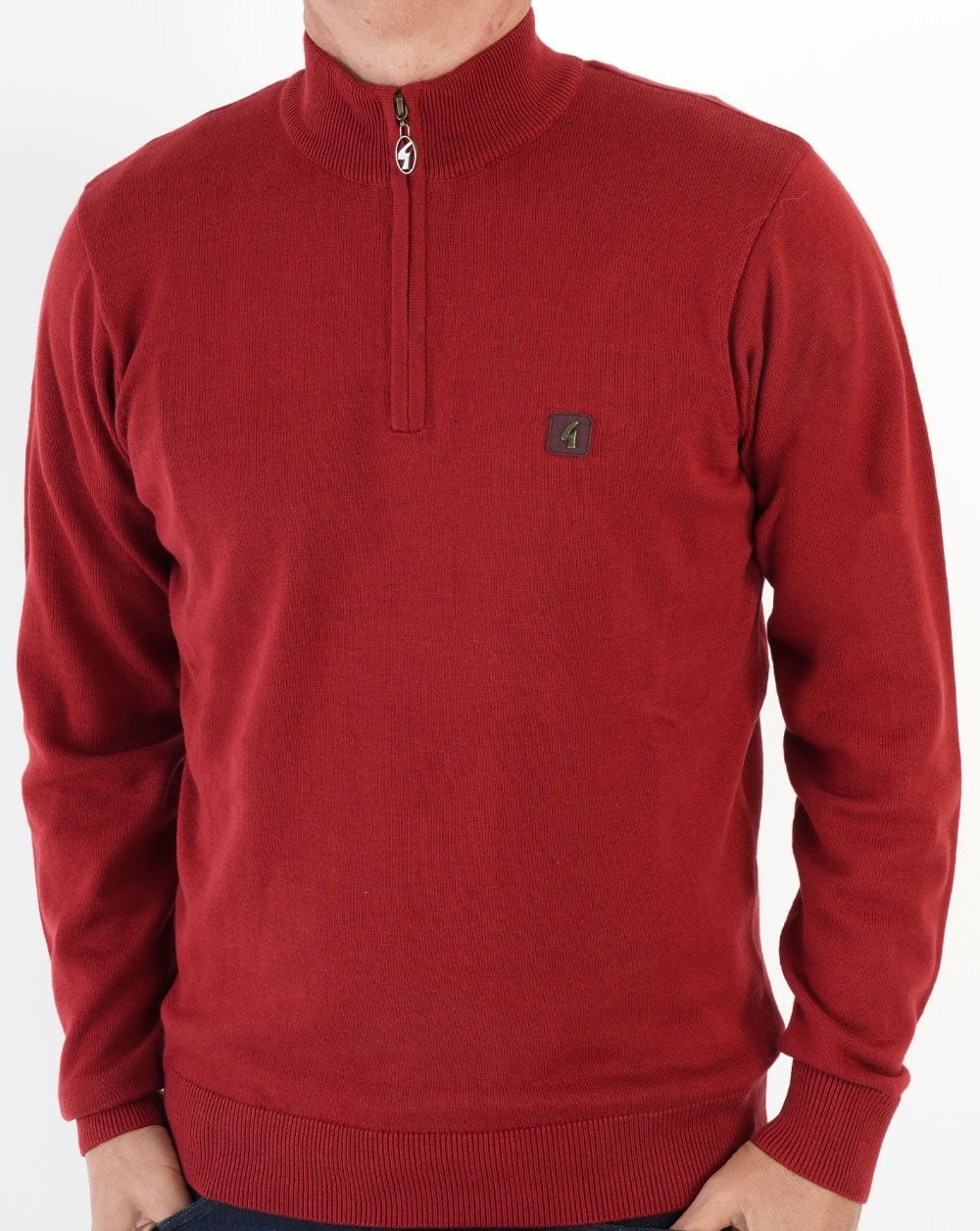 Gabicci Vintage 1/4 Zip Jumper Deep Red - Image 2