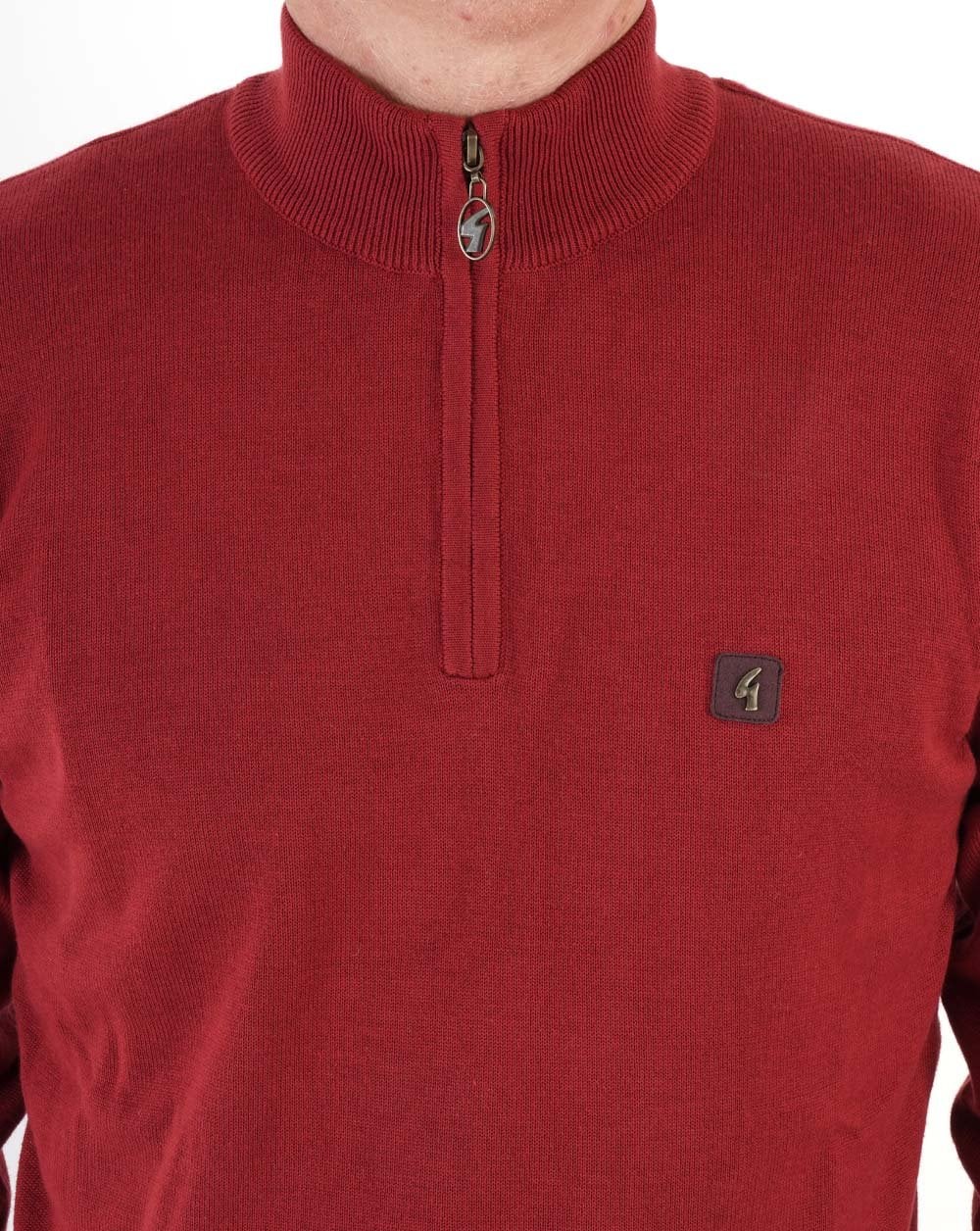 Gabicci Vintage 1/4 Zip Jumper Deep Red - Image 3
