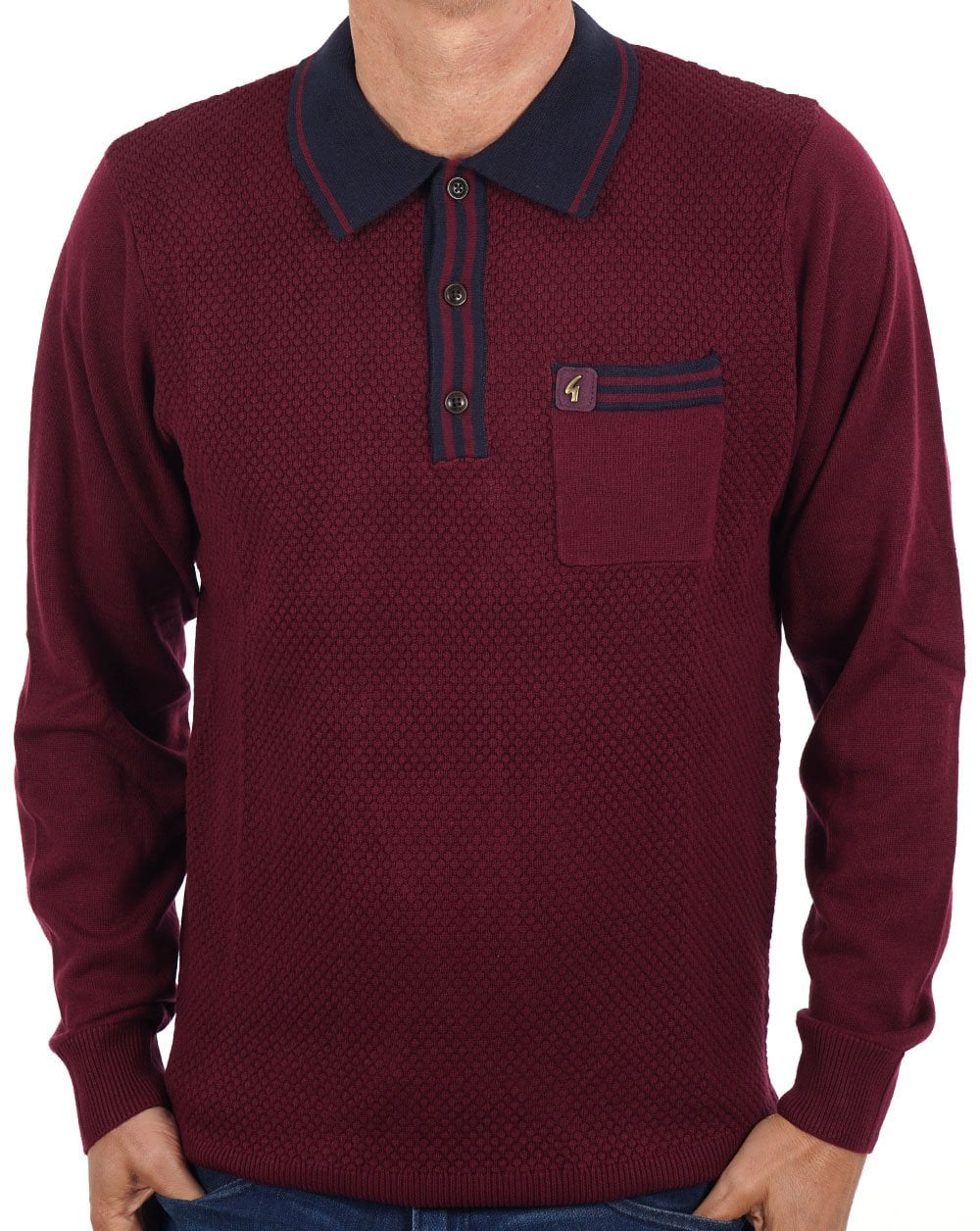 Gabicci Vintage Cruise Long Sleeve Knit Burgundy - Image 2