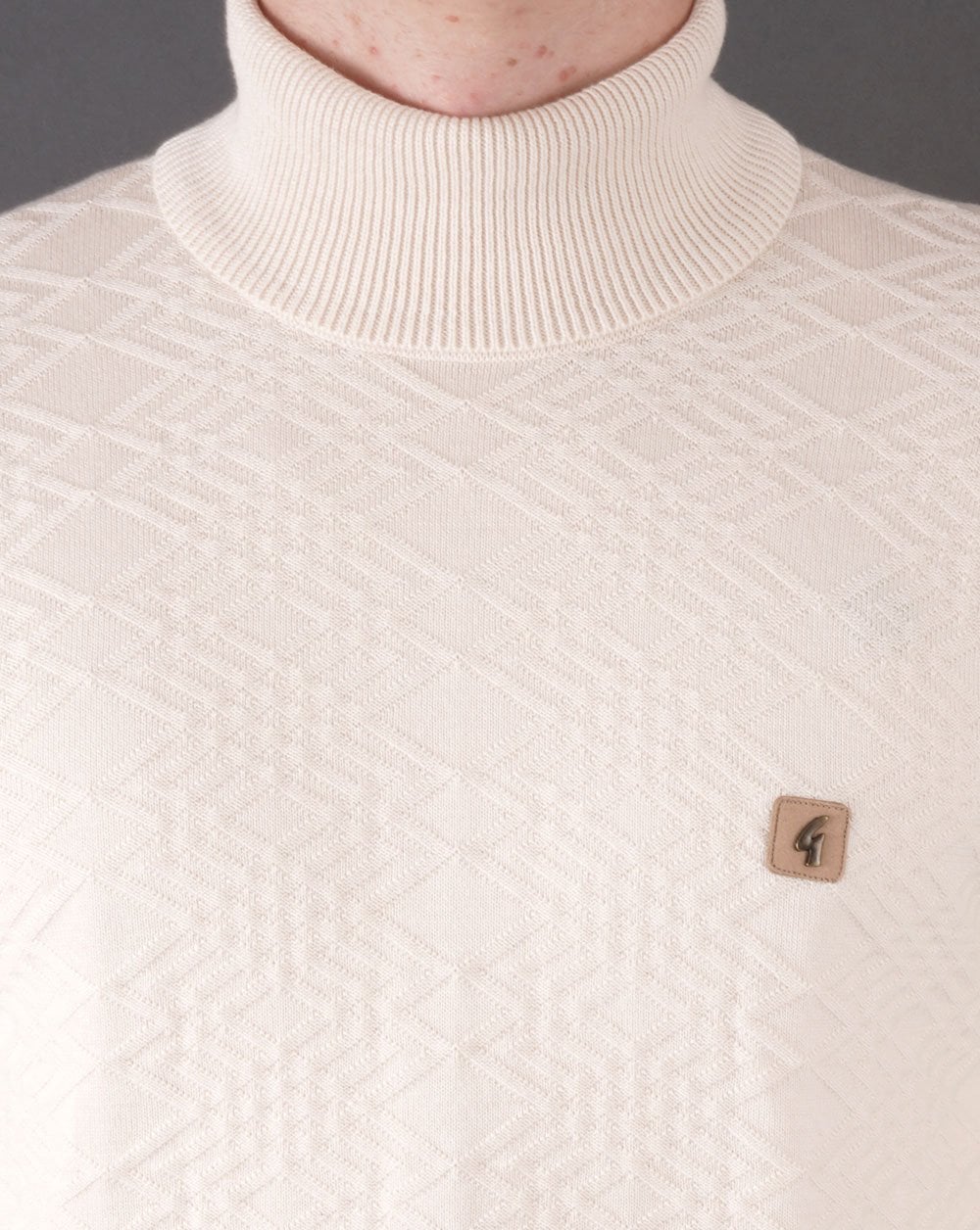 Gabicci Vintage Leonardo Knitted Roll Neck Cream - Image 2