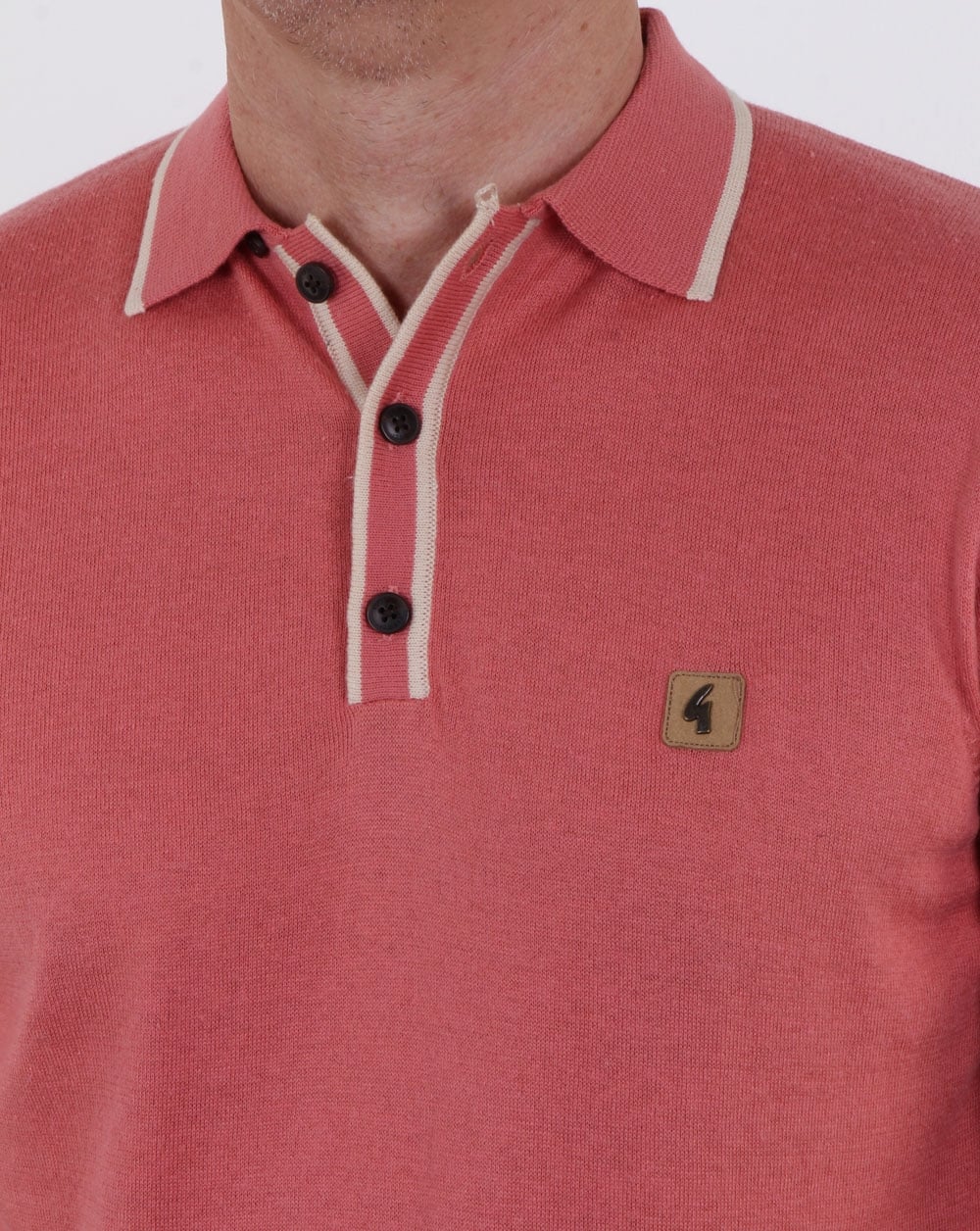 Gabicci Vintage Linekar Knitted Polo Shirt Pink - Image 2