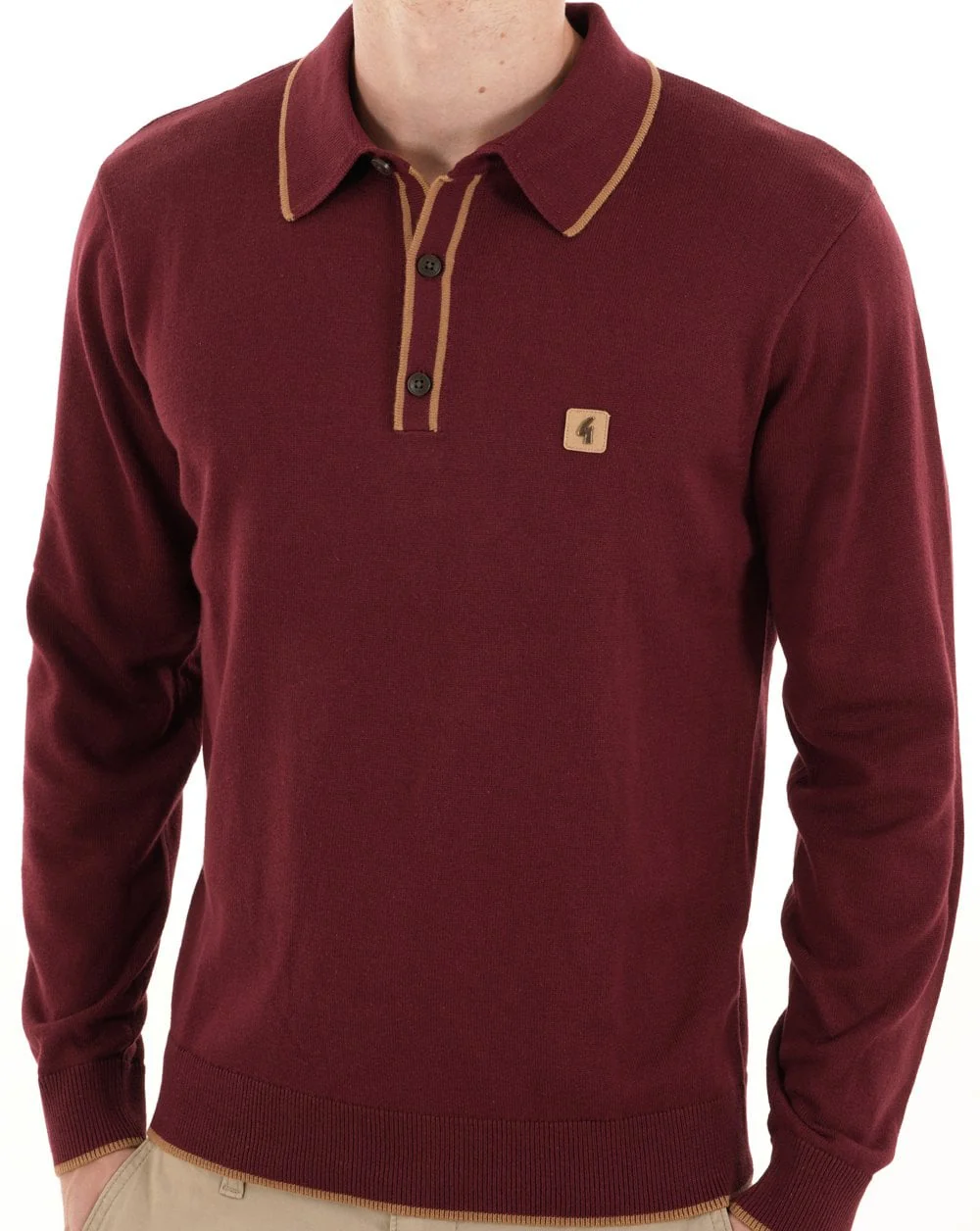 Gabicci Vintage Lineker Knitted Polo Mulberry - Image 3