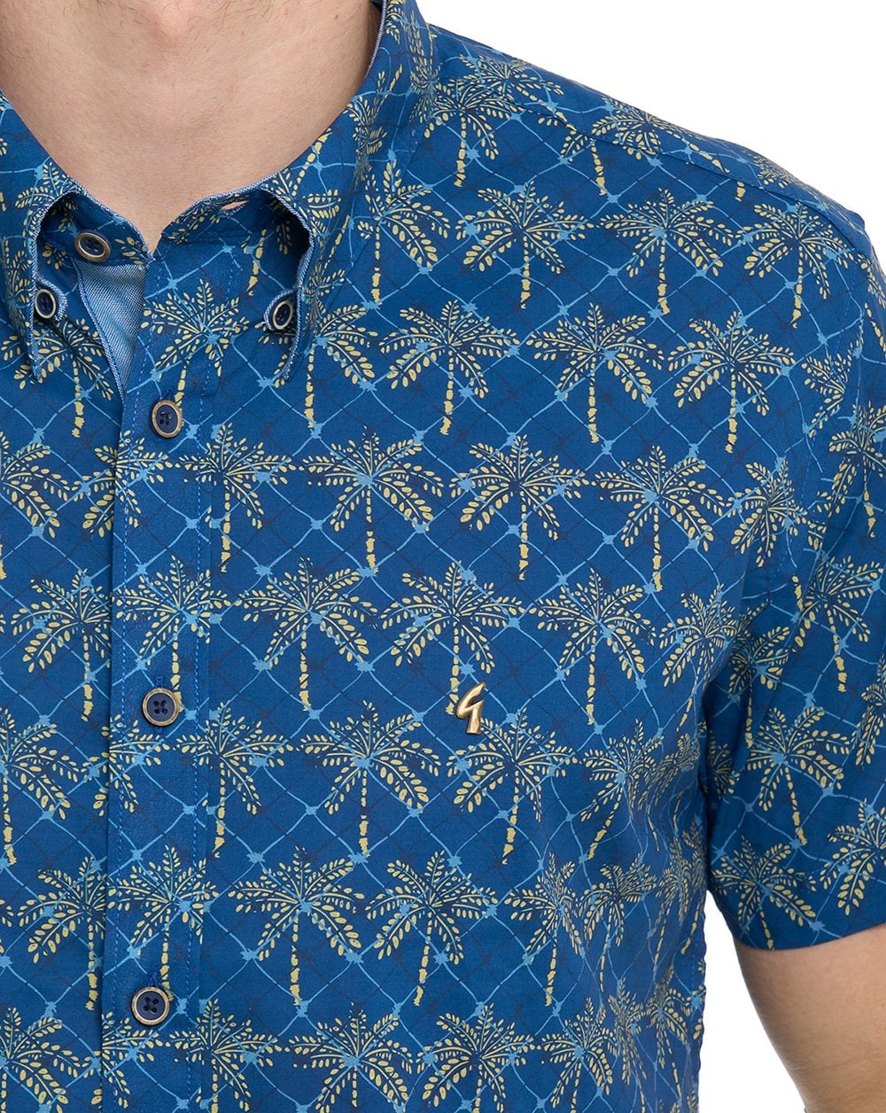 Gabicci Vintage Palmer Pattern SS Shirt Navy - Image 4