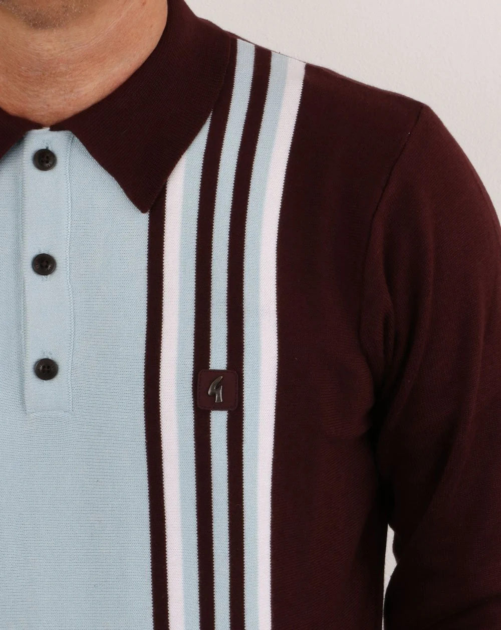 Gabicci Vintage Searle Knit Deep Claret / Sky - Image 3