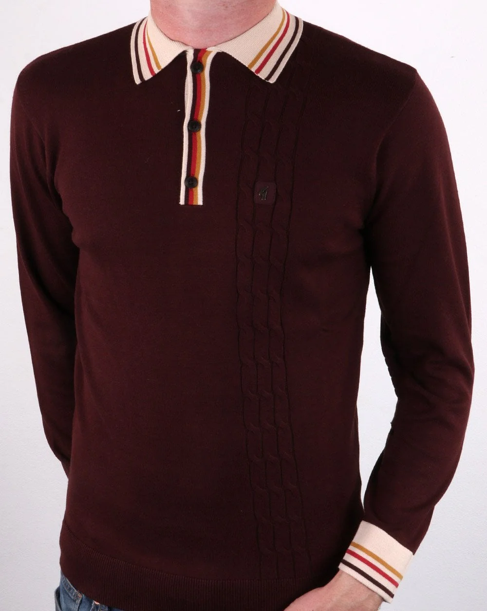 Gabicci Vintage Turney Polo Shirt Deep Port - Image 2