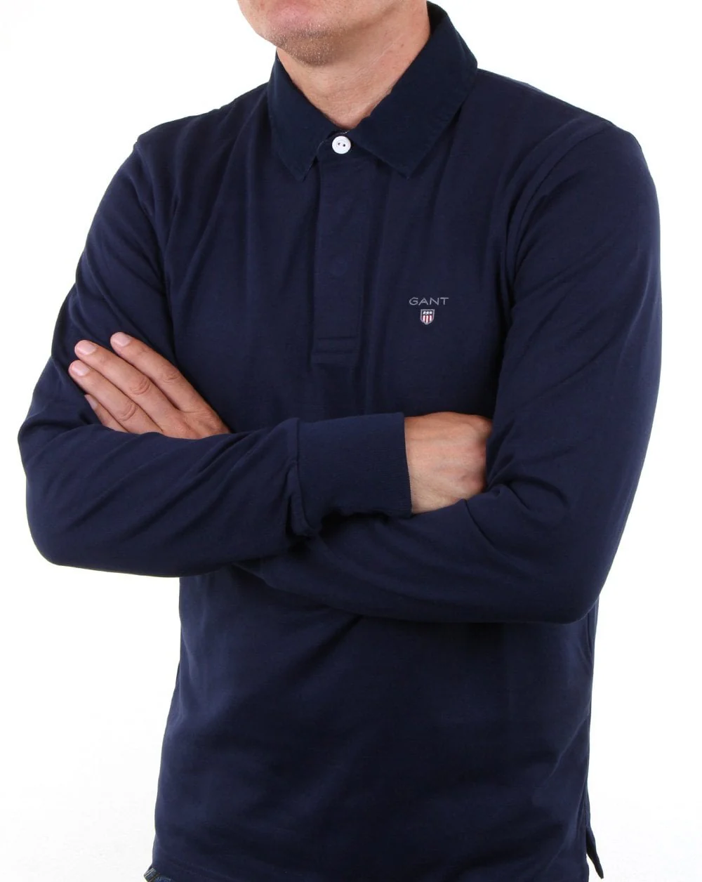 Gant Classic Rugby Shirt in Navy - Image 3