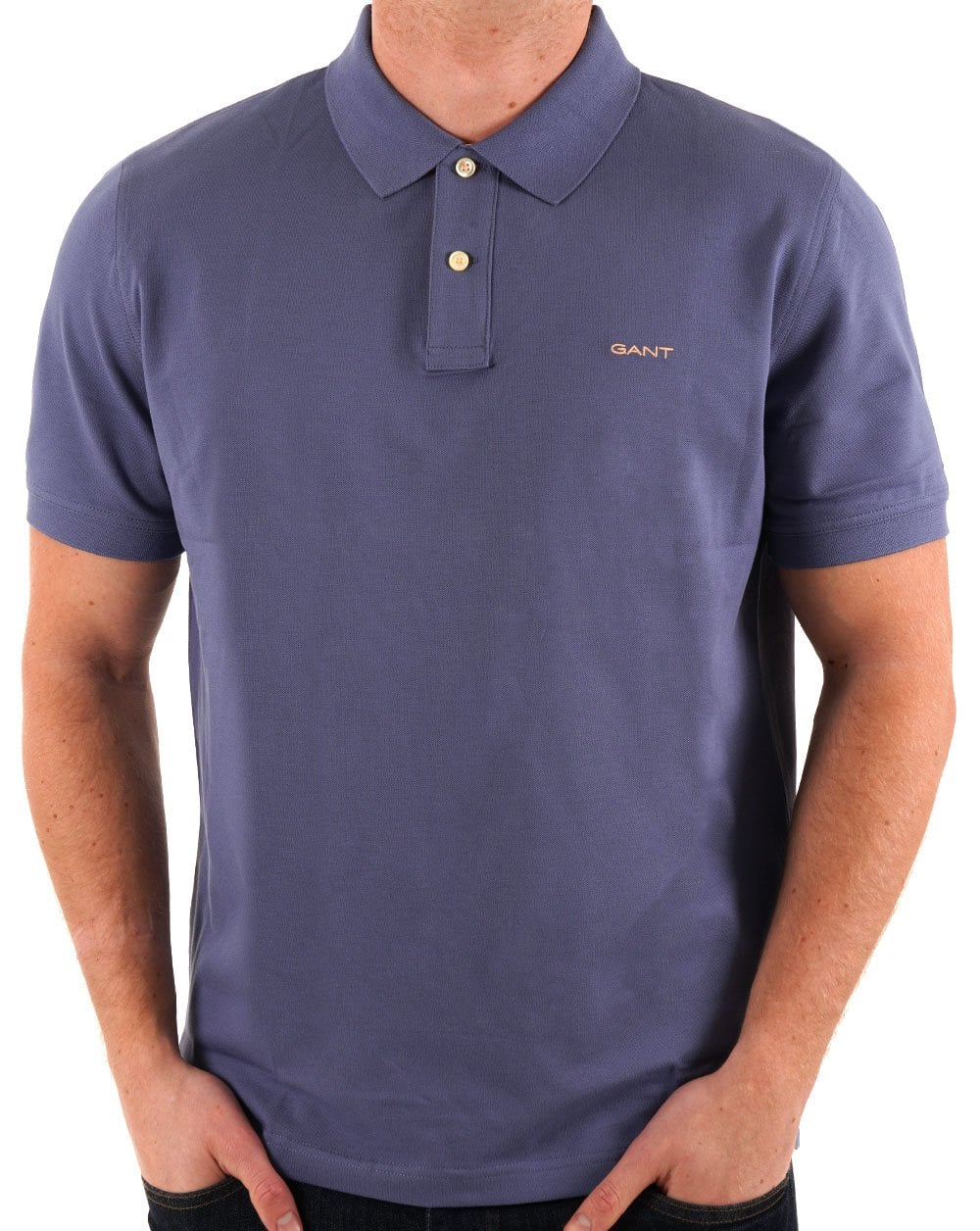 Gant Contrast Collar Polo Shirt Dusty Navy - Image 2