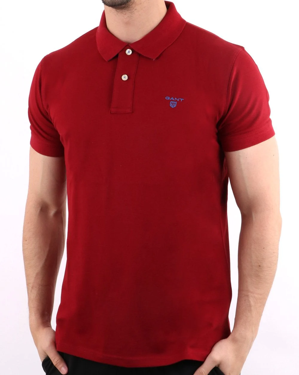 Gant Contrast Collar Polo Shirt Mahogany Red