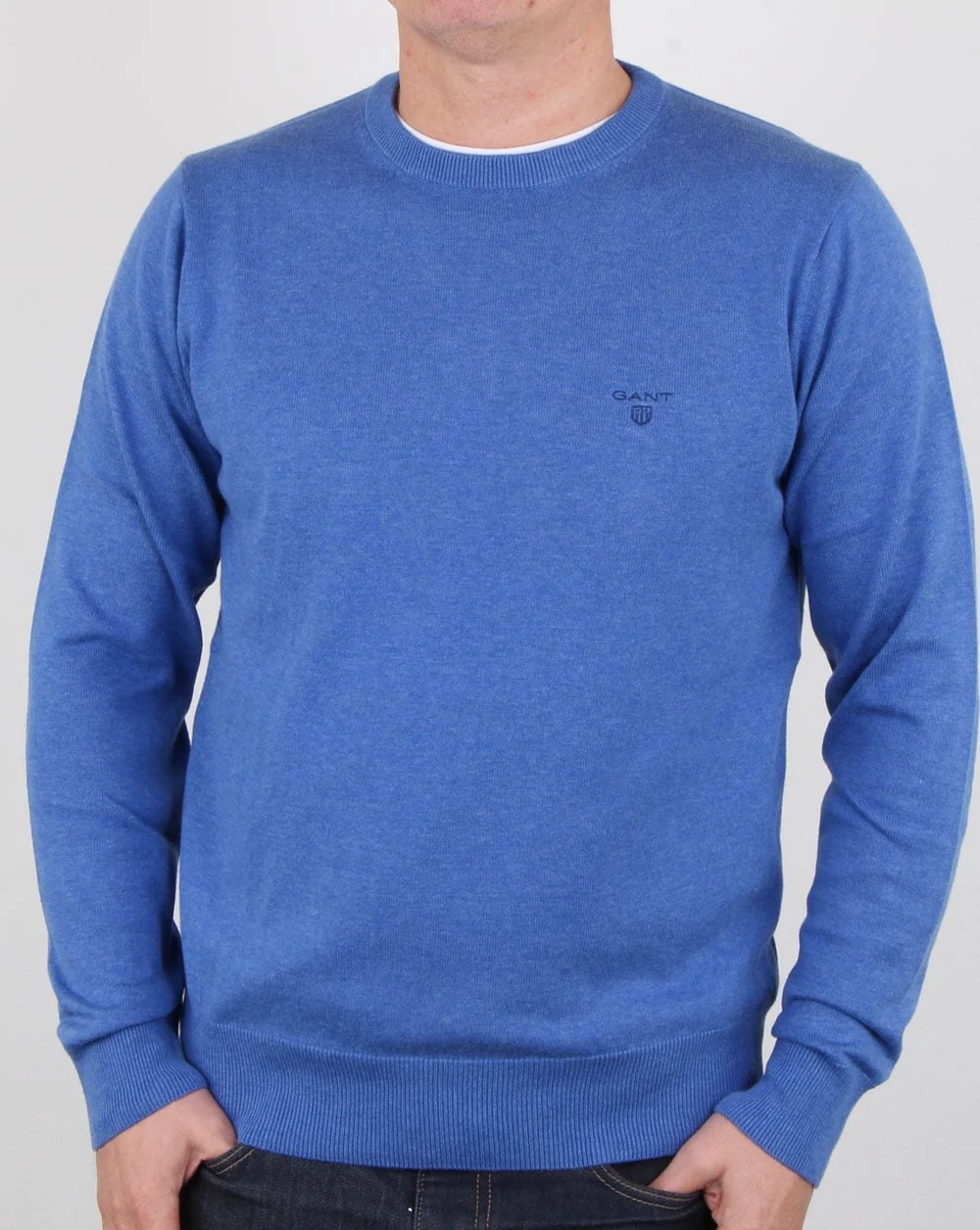 Gant Cotton Wool Crew knit Blue Melange - Image 2