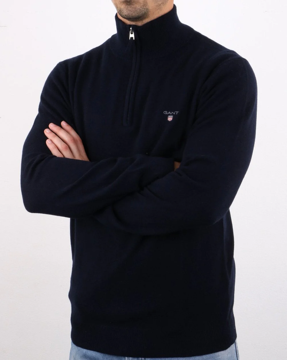 Gant Lambswool Half Zip Navy - Image 3