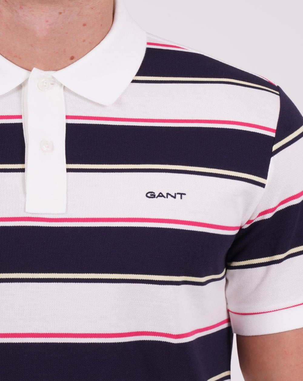Gant Multi Stripe Pique Polo Shirt White - Image 2