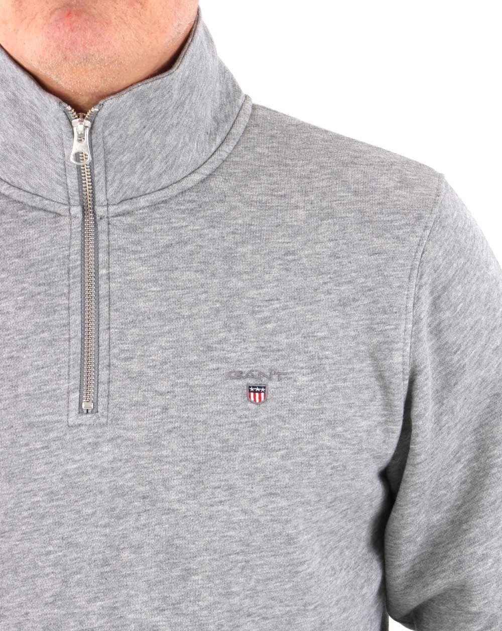 Gant Original Half Zip Sweat Grey Melange - Image 2