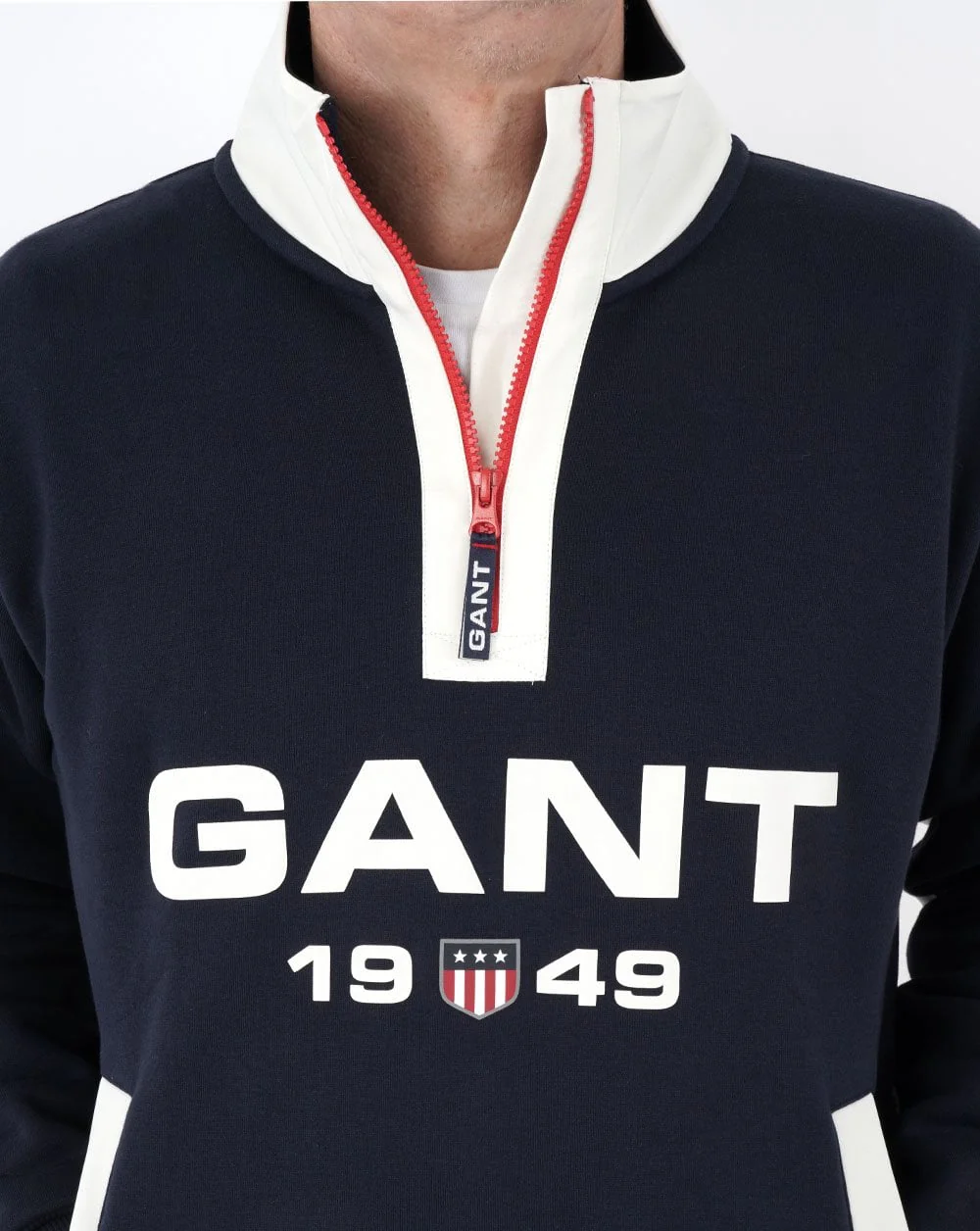Gant Retro Logo Half Zip Sweat Navy - Image 2