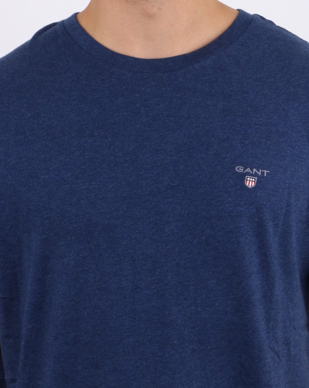 Gant Solid Crew Neck T Shirt Blue Melange - Image 2