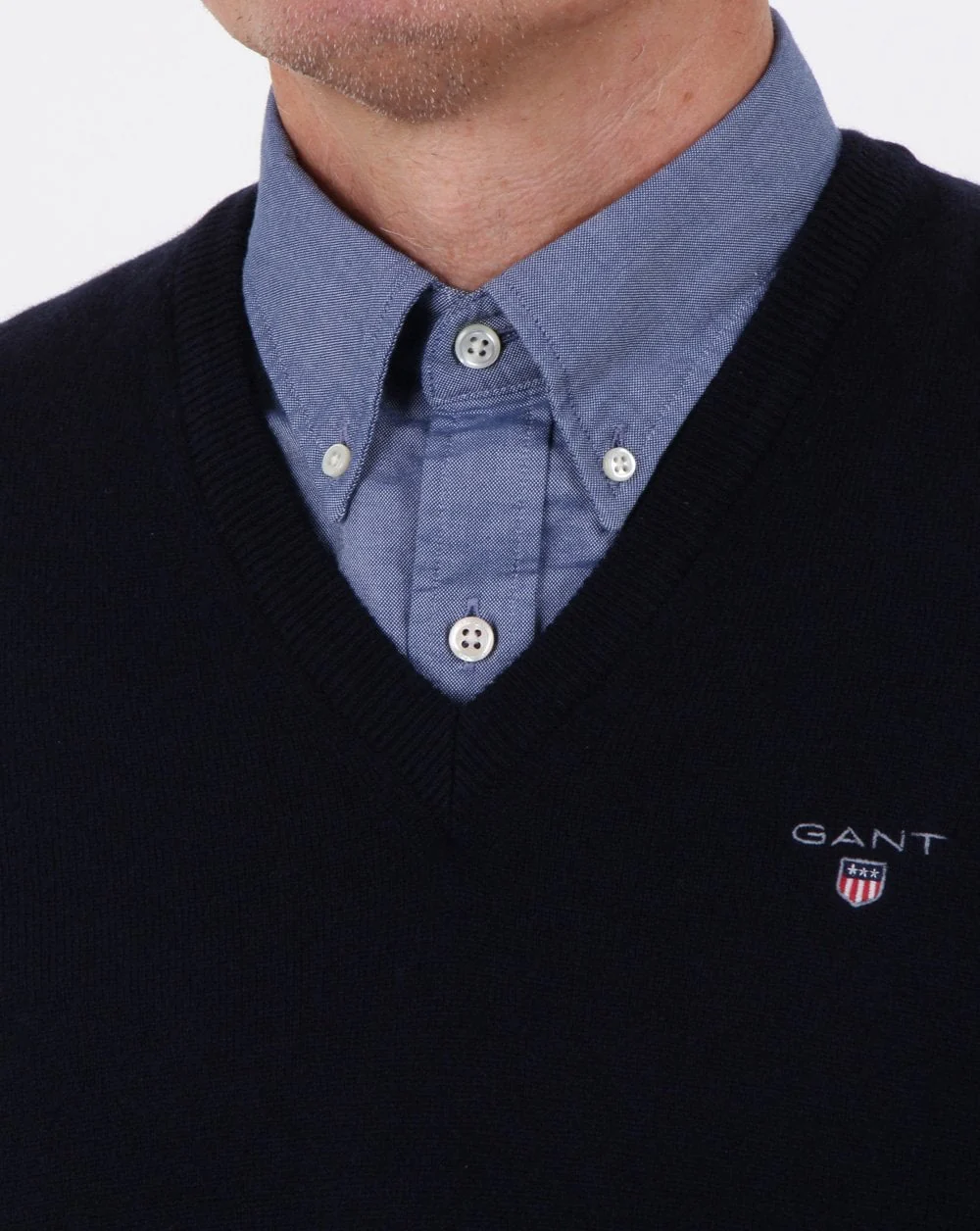 Gant Super Fine Lambswool Slipover Marine - Image 3