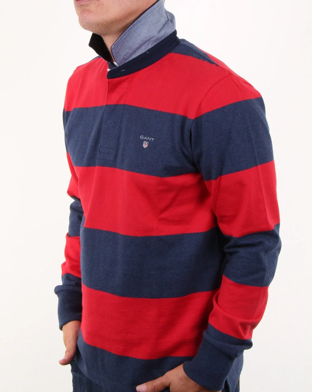 Gant The Original Barstripe Heavy Rugger Red/Navy - Image 2