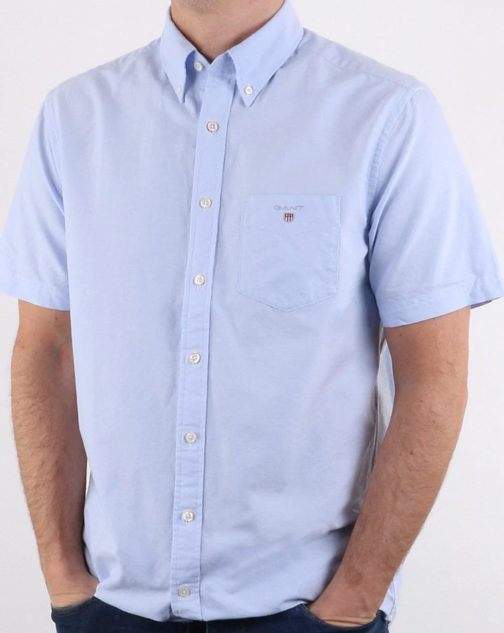 Gant The Oxford Shirt Reg Short Sleeve Shirt Capri Blue - Image 2